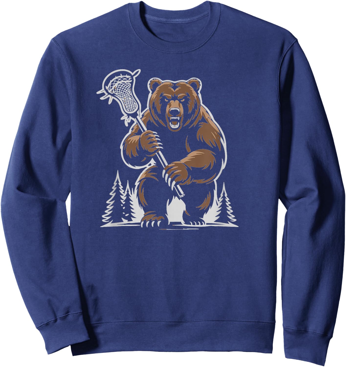 Bears Lacrosse Vintage Lax Mascot Team Lax Stick Sweatshirt - Sweatshirt | Navy