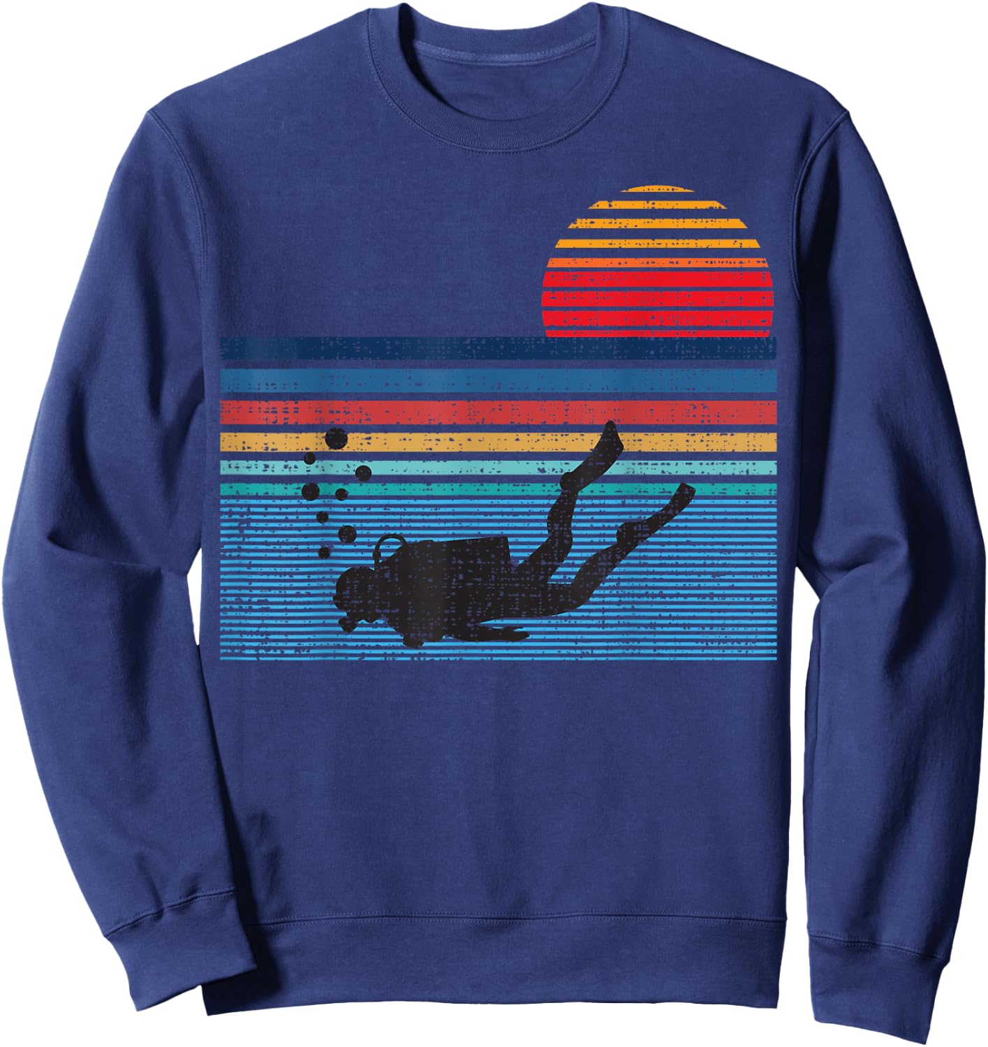 Vintage Retro Scuba Diving 80s Scuba Diver Shirt Sweatshirt - Sweatshirt | Navy