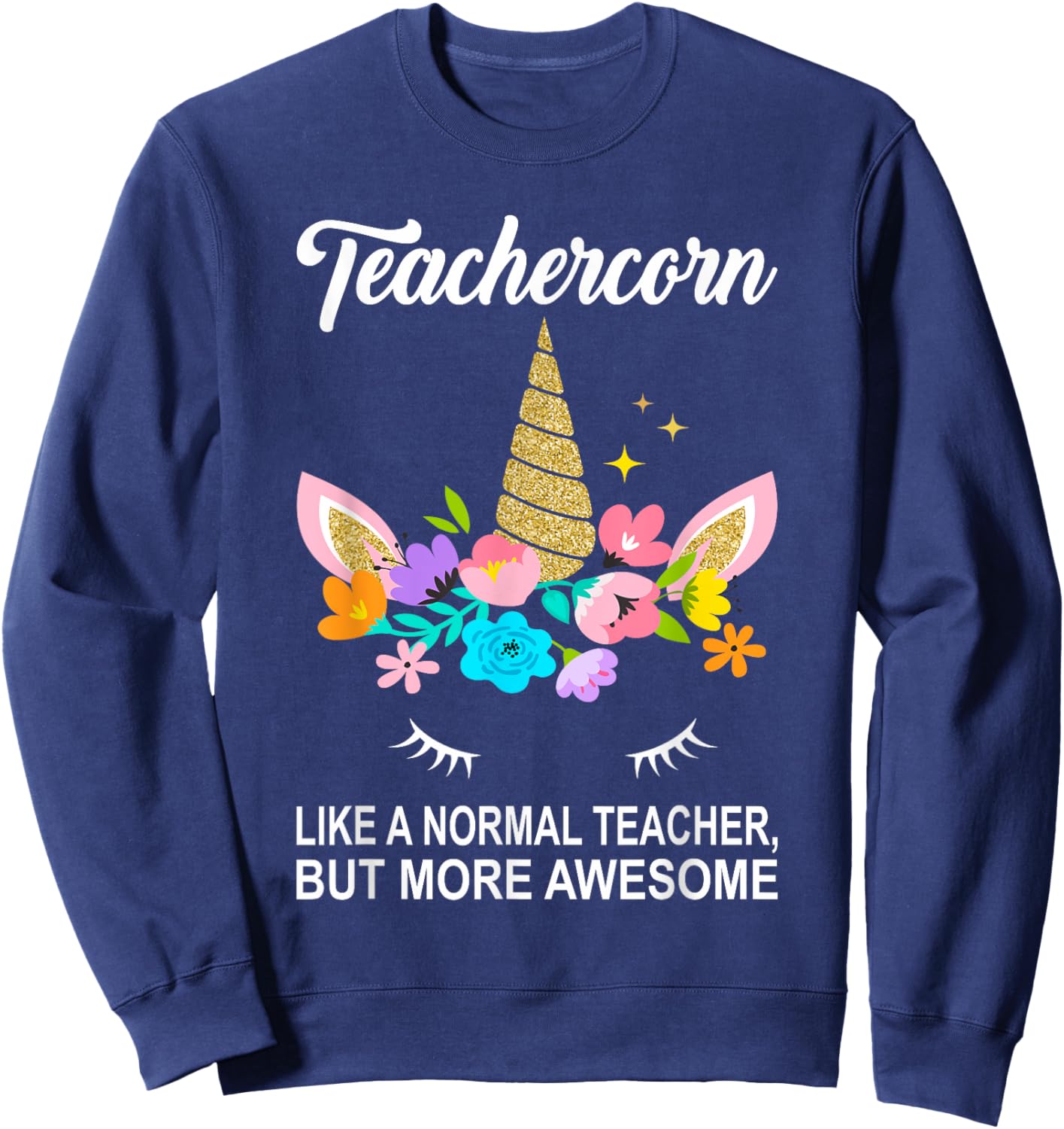 "Teachercorn" Cute Teacher Sweatshirt - Sweatshirt | Navy