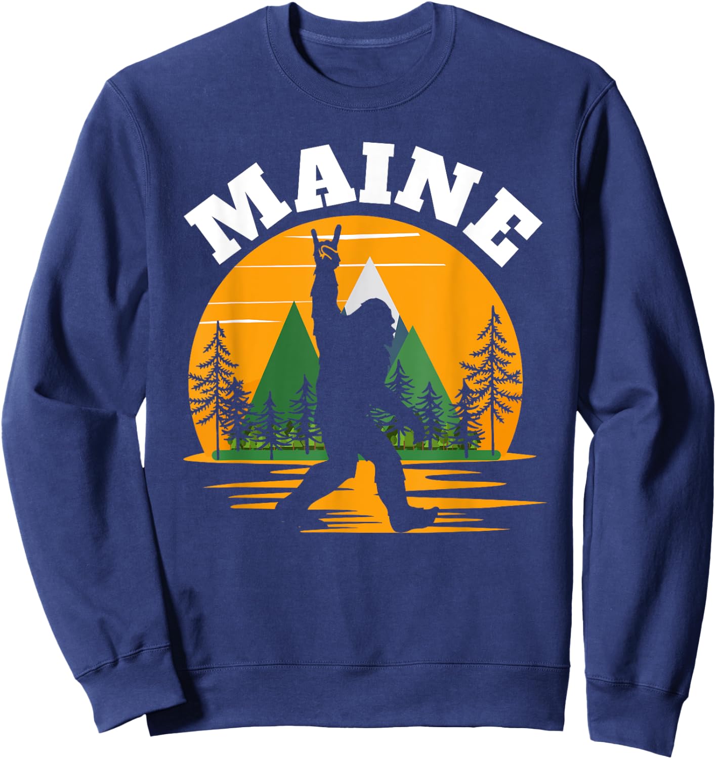 Maine US State Bigfoot Sasquatch Sweatshirt - Sweatshirt | Navy