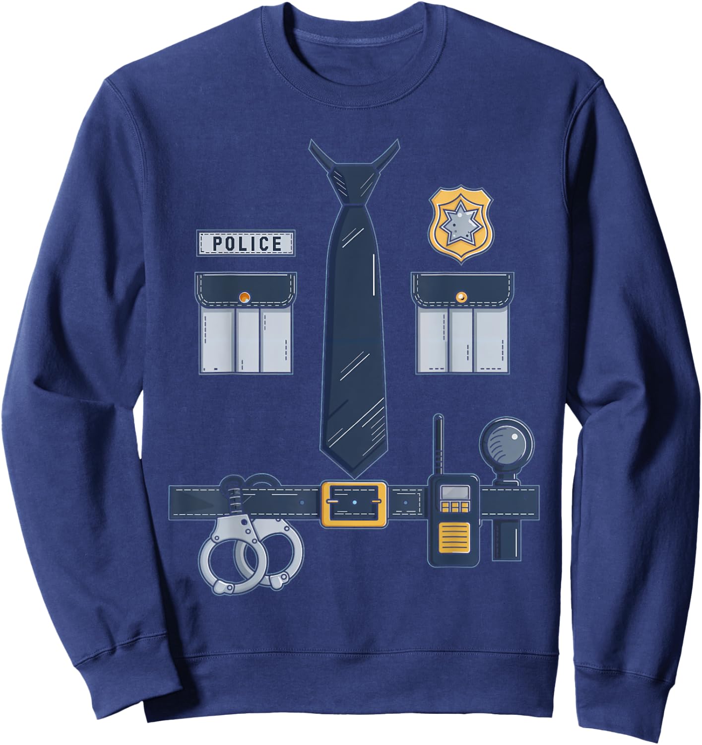 Police Officer Gear Police Badge Handcuffs Sheriff Uniform Sweatshirt - Sweatshirt | Navy