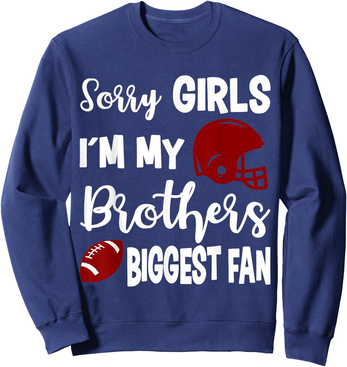 American Football Sister Biggest Fan Little Sister Gift Sweatshirt - Sweatshirt | Navy