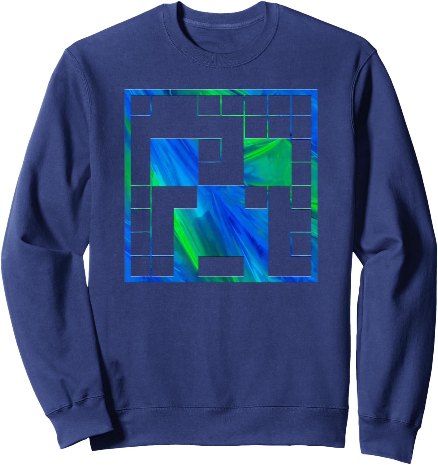 Minecraft Creeper Tie Dye Big Face Sweatshirt - Sweatshirt | Navy