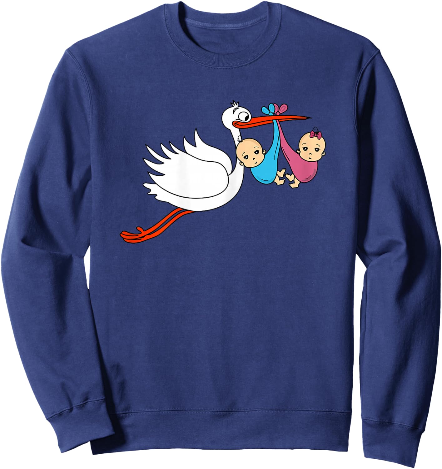 Pregnant Funny Mother Baby Twins Boy Girl Sweatshirt - Sweatshirt | Navy