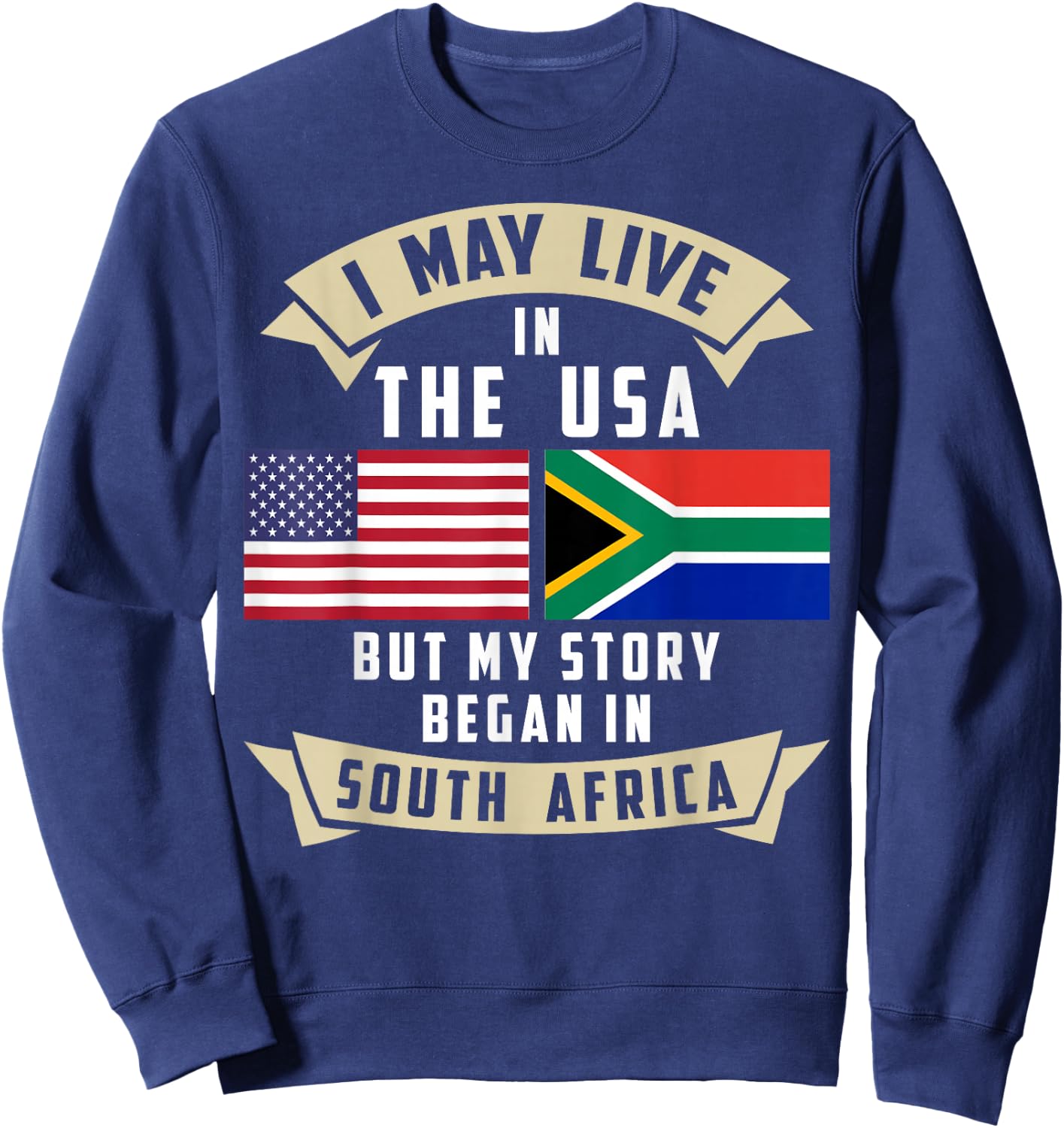 South Africa American Flag USA South African Roots Sweatshirt - Sweatshirt | Navy