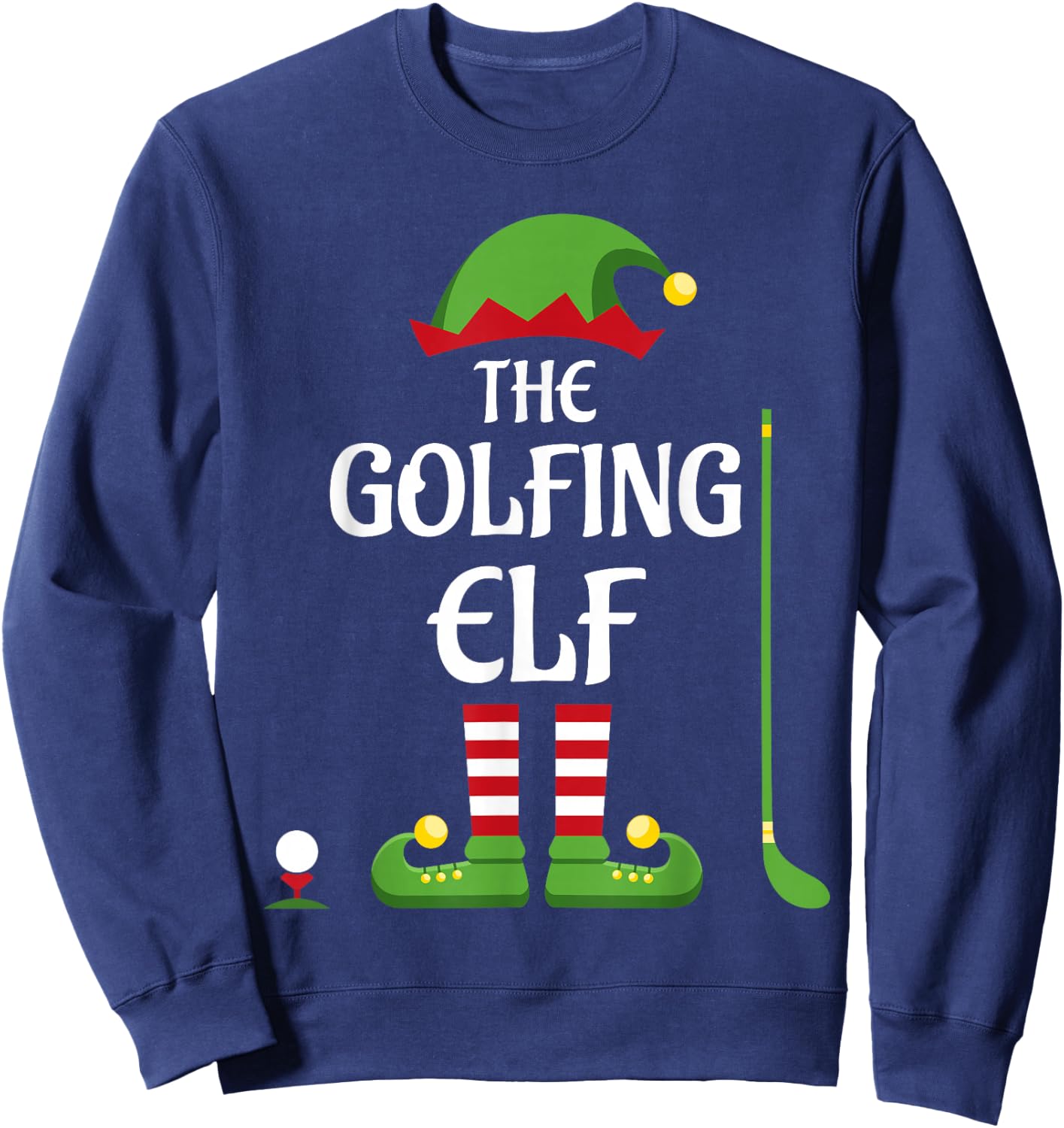 Golfing Elf Family Matching Group Christmas Sweatshirt - Sweatshirt | Navy