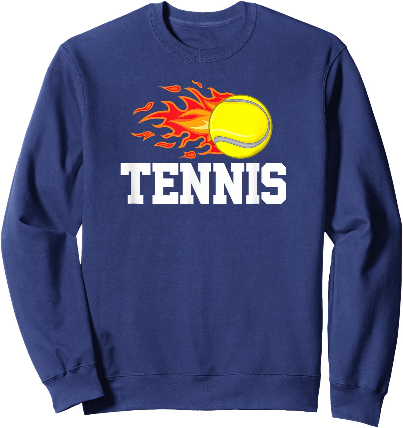 Tennis Ball Flame Tennis Player Design Graphic Sweatshirt - Sweatshirt | Navy