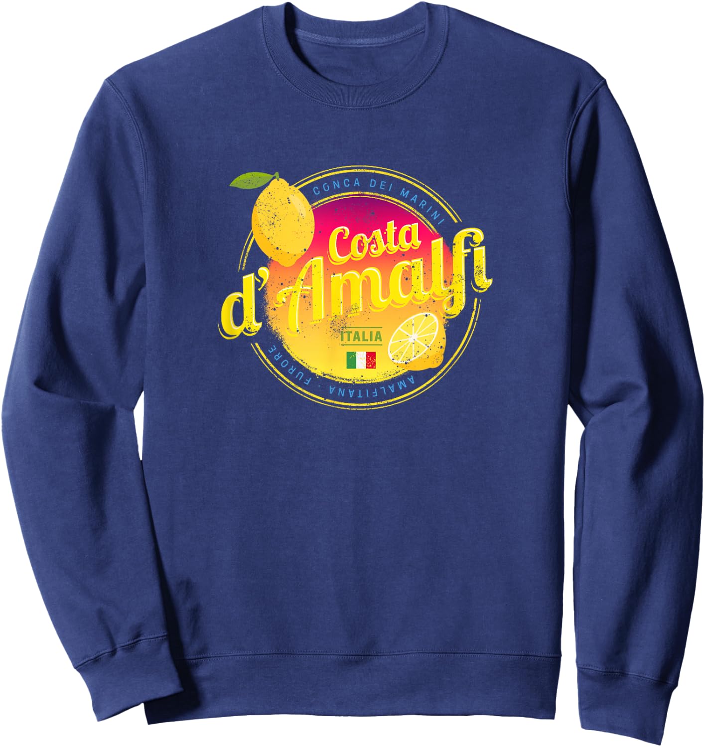 Costa d'Amalfi and Lemon Italy Vintage Amalfi Coast Souvenir Sweatshirt - Sweatshirt | Navy