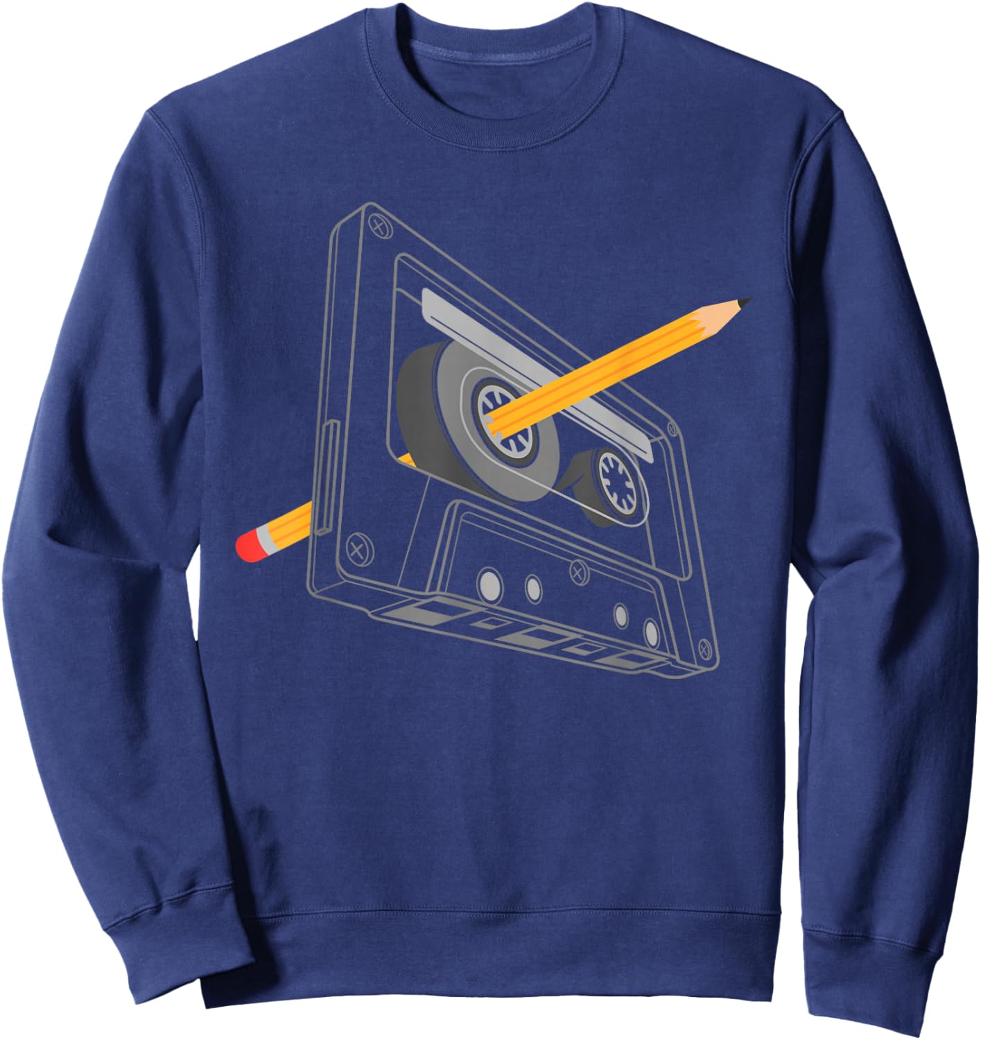 Vintage Rewind Funny 80s 90s Cassette Pencil Gift Men Women Sweatshirt - Sweatshirt | Navy