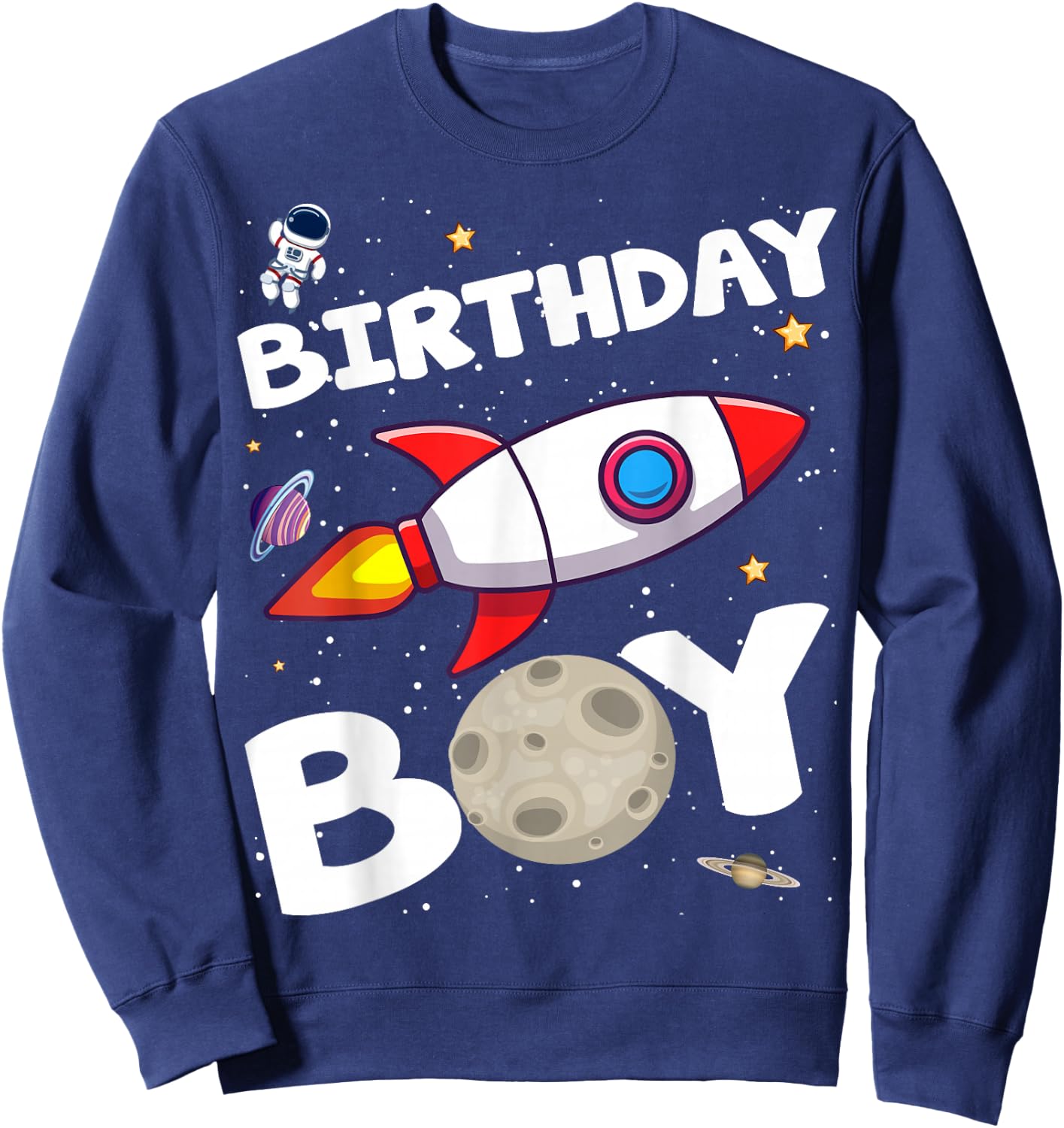 Birthday Boy Astronaut Space Theme Birthday Party Matching Sweatshirt - Sweatshirt | Navy