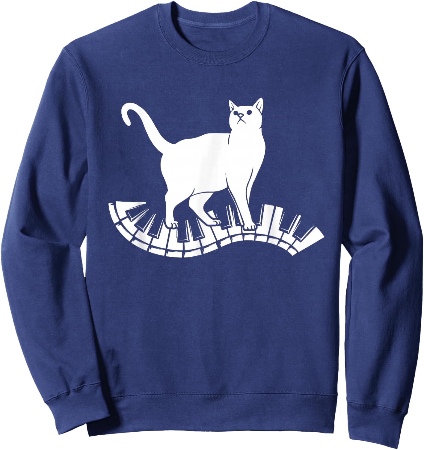 Funny Piano Music Cat Design Men Women Kids Cat Piano Lovers Small Sweatshirt - Sweatshirt | Navy