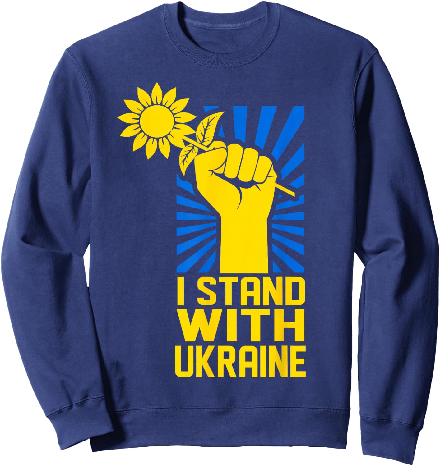 I Stand With Ukraine Sun-flower Support Ukraine Ukrainian Sweatshirt - Sweatshirt | Navy