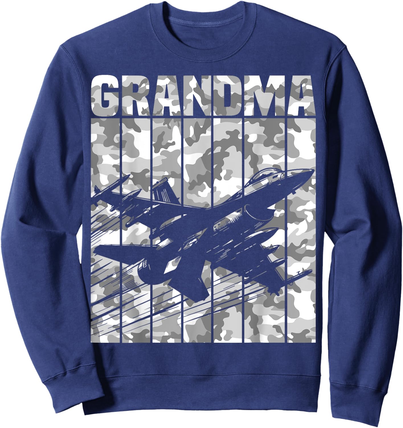 Grandma Matching Family Camo Military Fighter Jet Birthday Sweatshirt - Sweatshirt | Navy