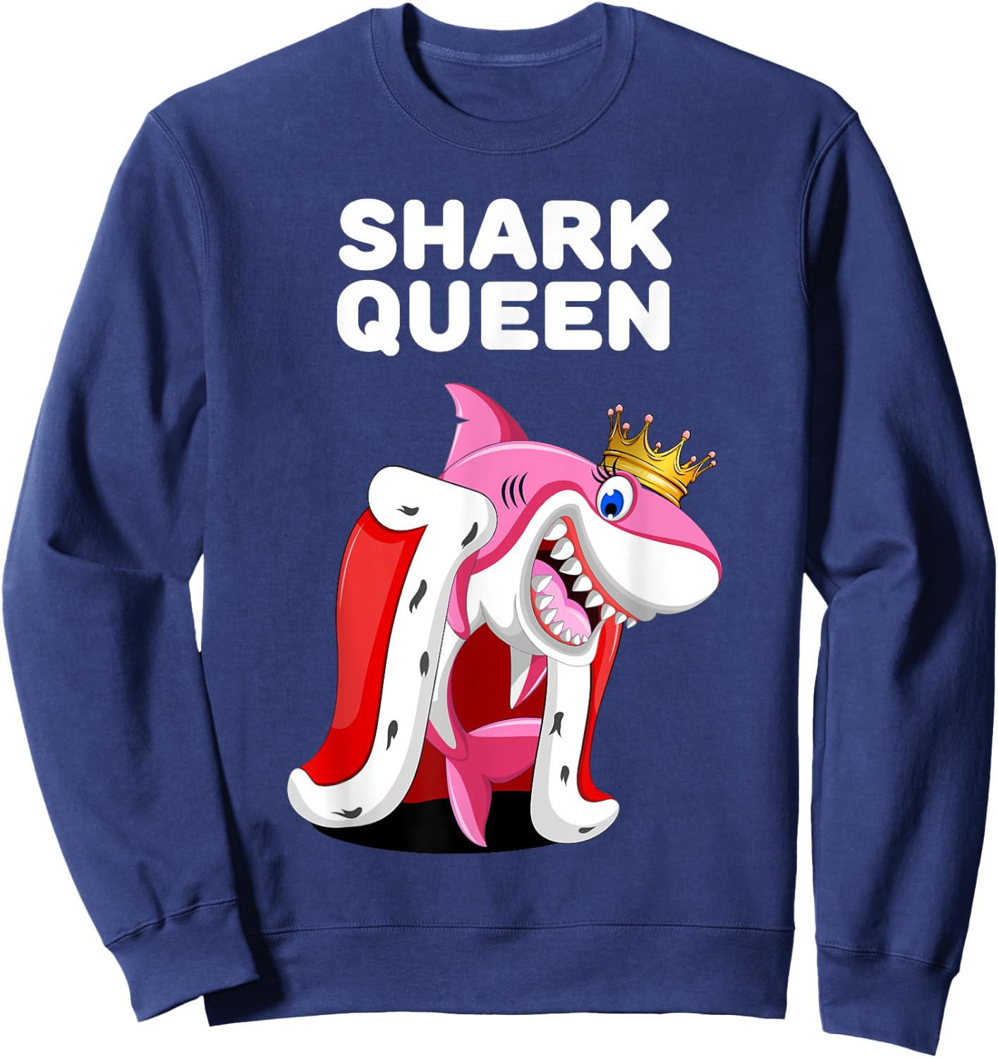 Shark Queen | Girls Shark | Shark Sweatshirt - Sweatshirt | Navy