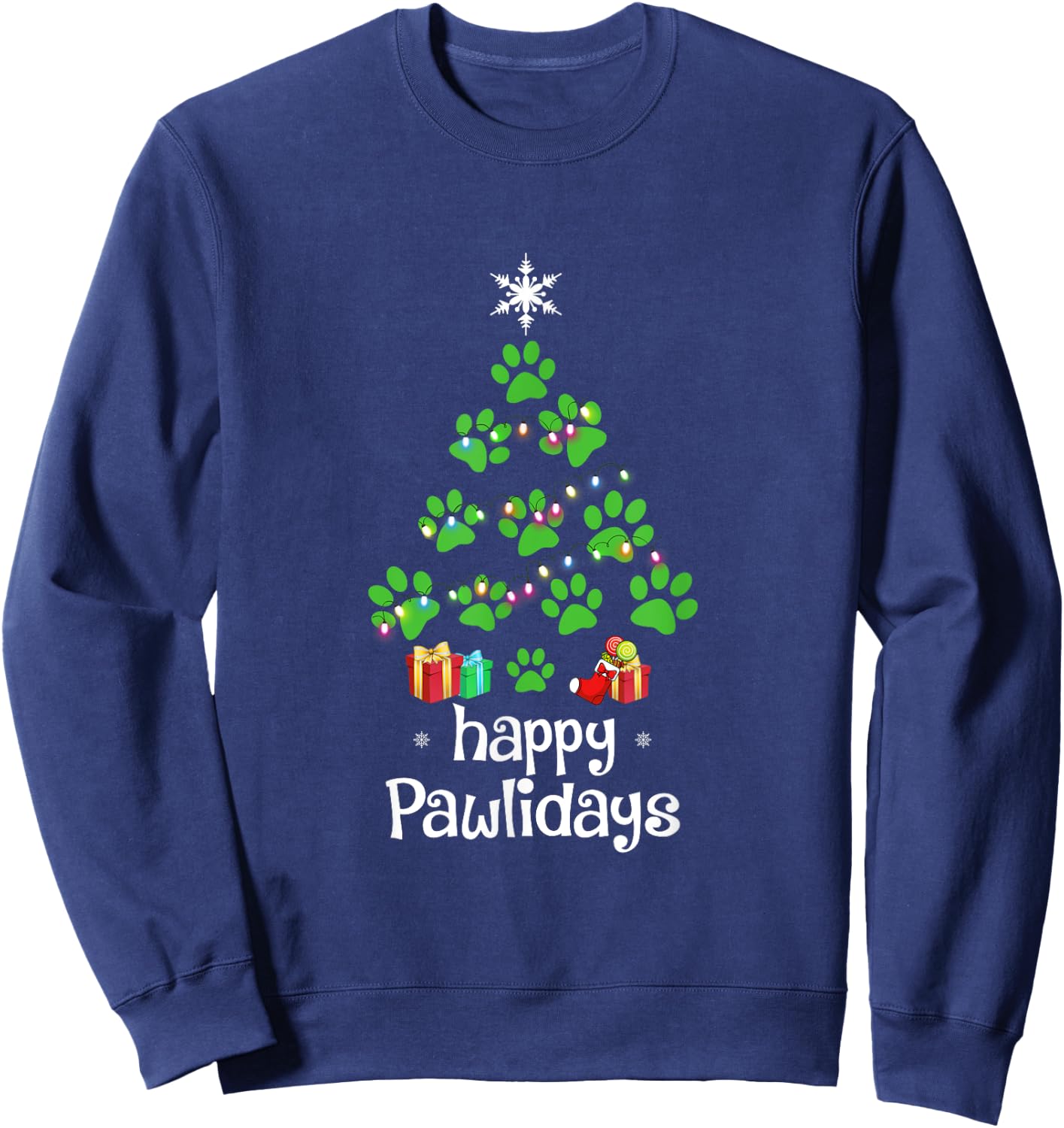Happy Pawlidays Christmas Funny Paws Sweatshirt - Sweatshirt | Navy