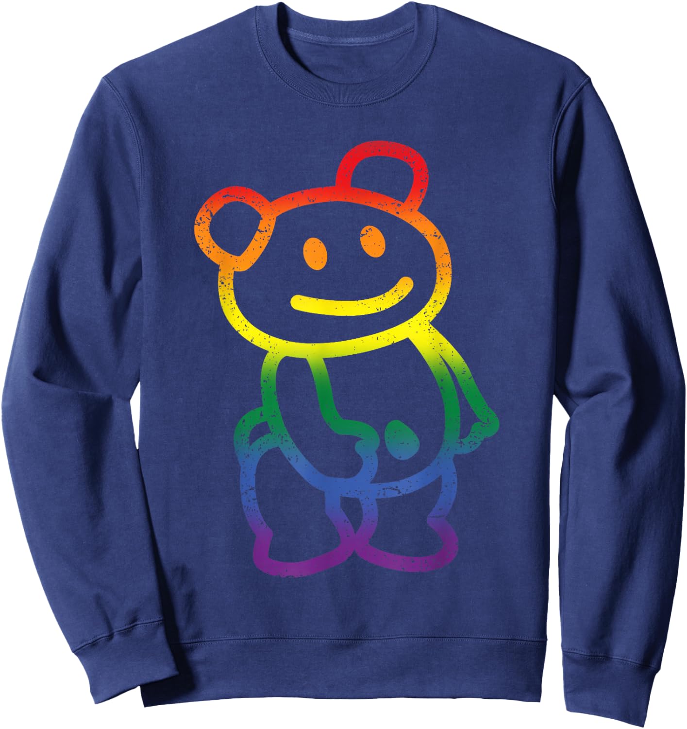 Reflective Bear Gay Pride Flag LGBT-Q Ally Cute Animal Sweatshirt - Sweatshirt | Navy