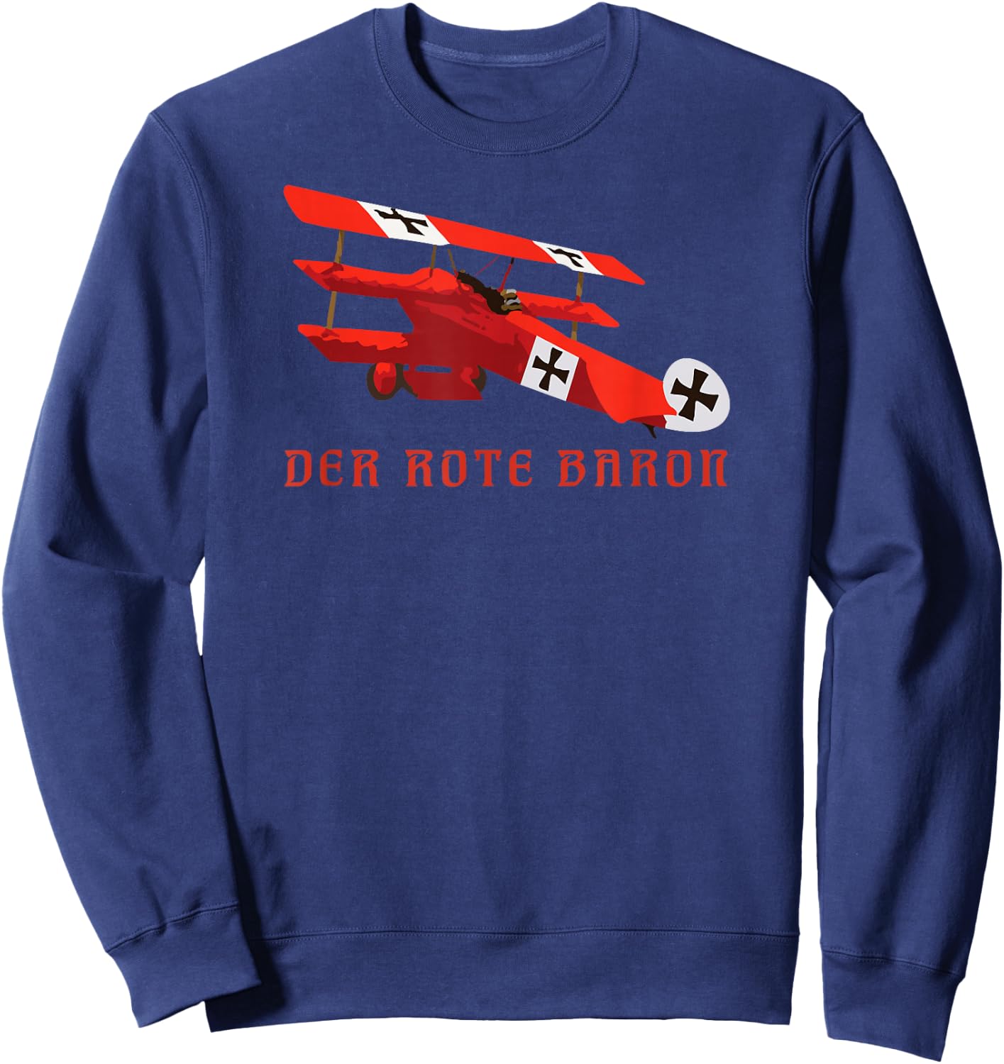 Red Rote Baron Fokker DR1 Triplane WWI Fighter Plane Sweatshirt - Sweatshirt | Navy