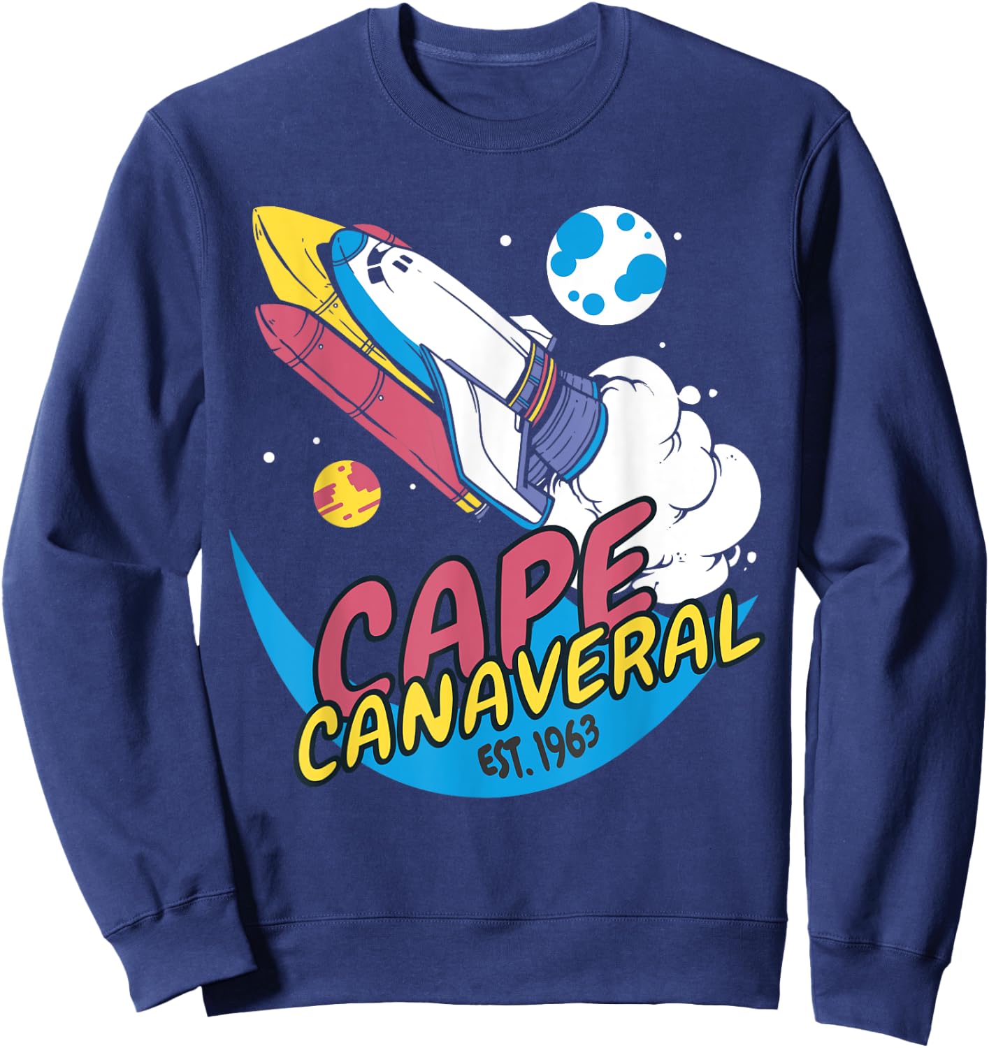 Cape Canaveral Est 1963 Vintage Space Shuttle Sweatshirt - Sweatshirt | Navy
