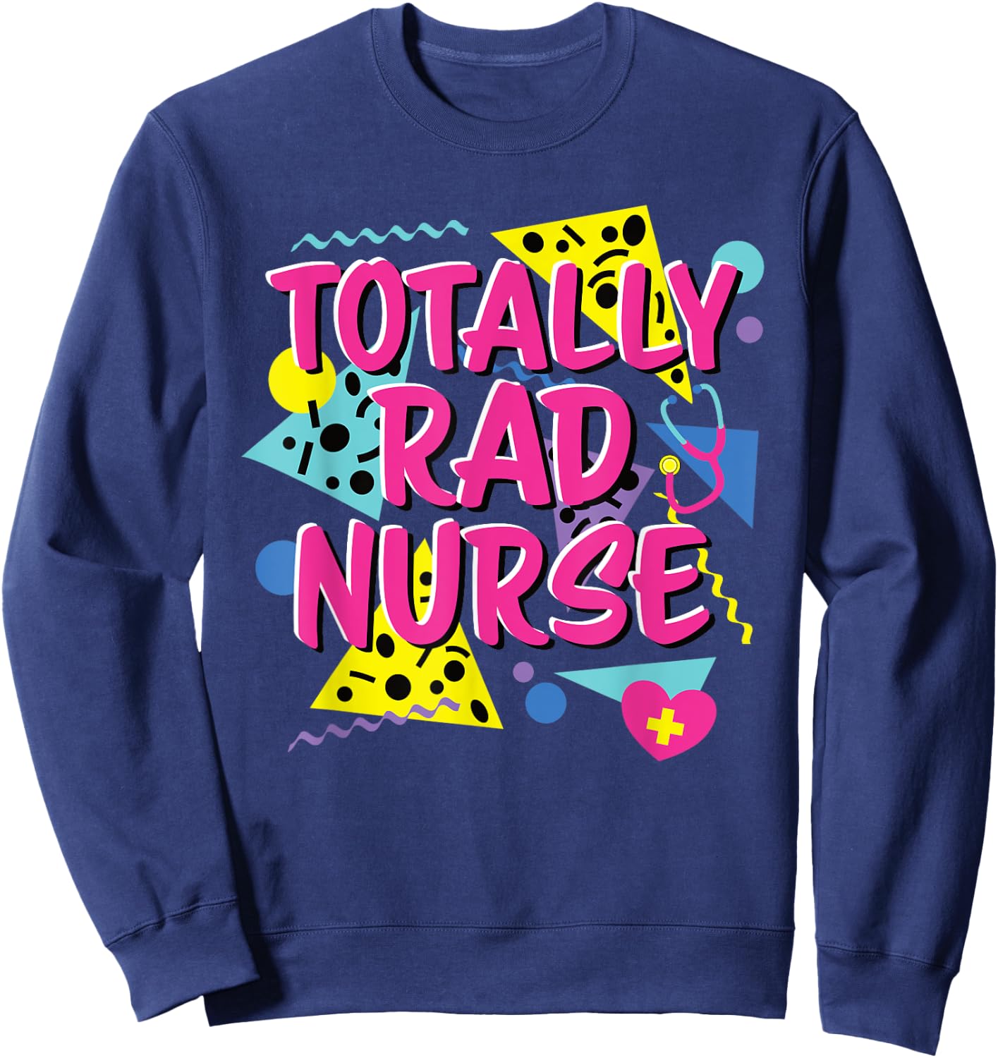 80s 90s Nurse Costume Lazy Halloween Party Theme 1980s 1990s Sweatshirt - Sweatshirt | Navy