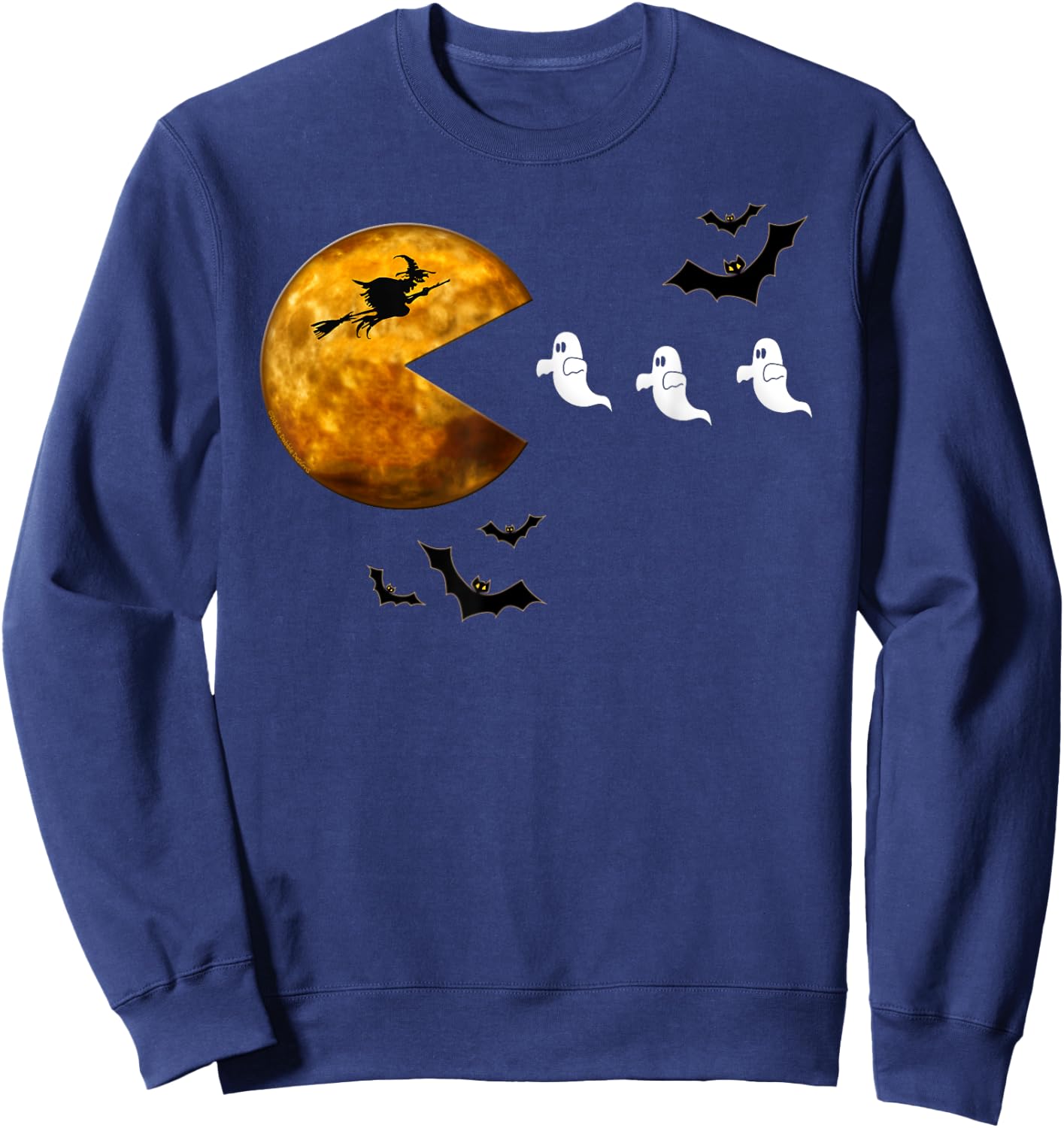 Funny Halloween Full Moon Eating Ghosts - Halloween Sweatshirt - Sweatshirt | Navy