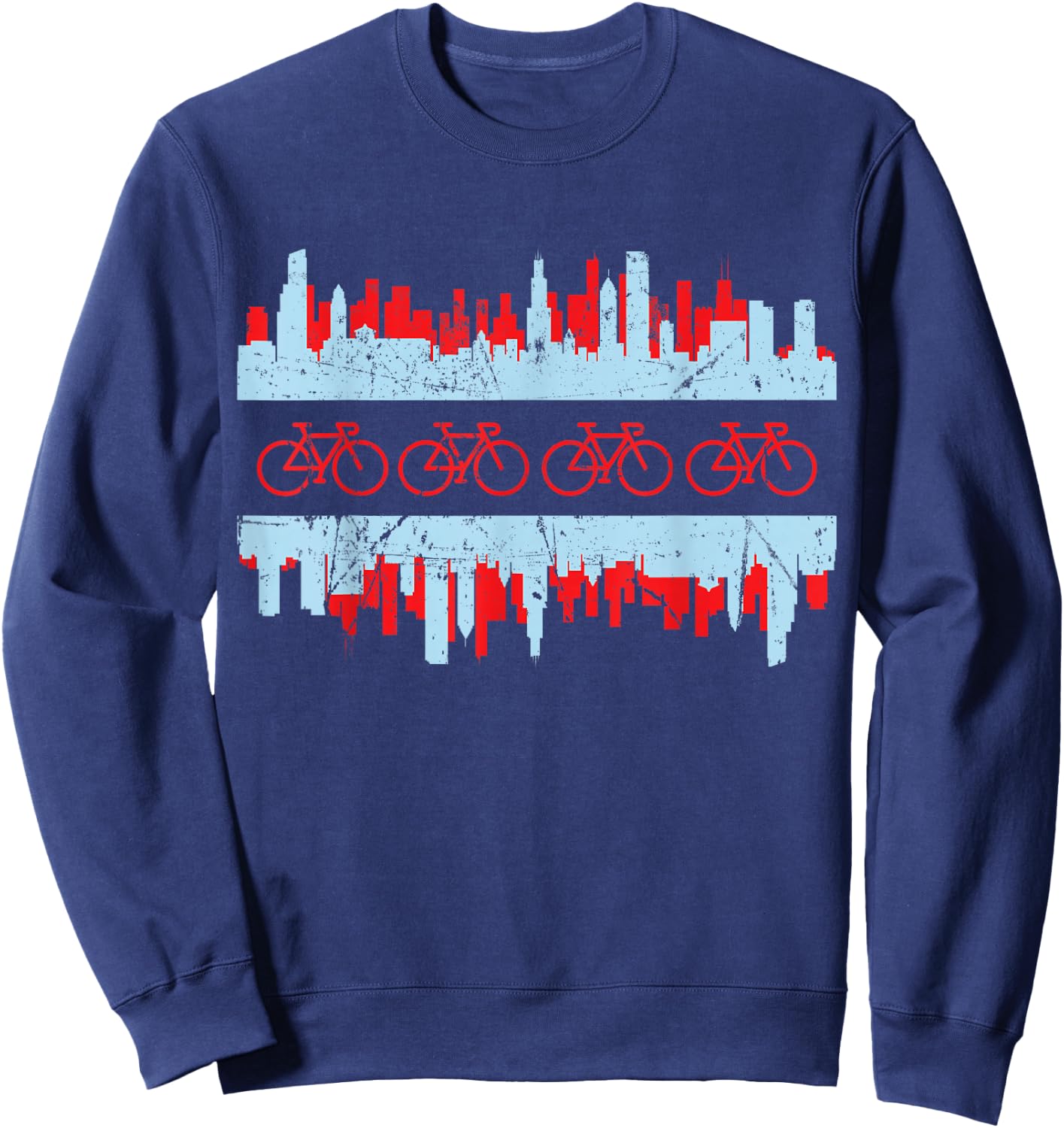 Chicago Cyclist Flag Skyline Cycling Bicycle Gift Sweatshirt - Sweatshirt | Navy