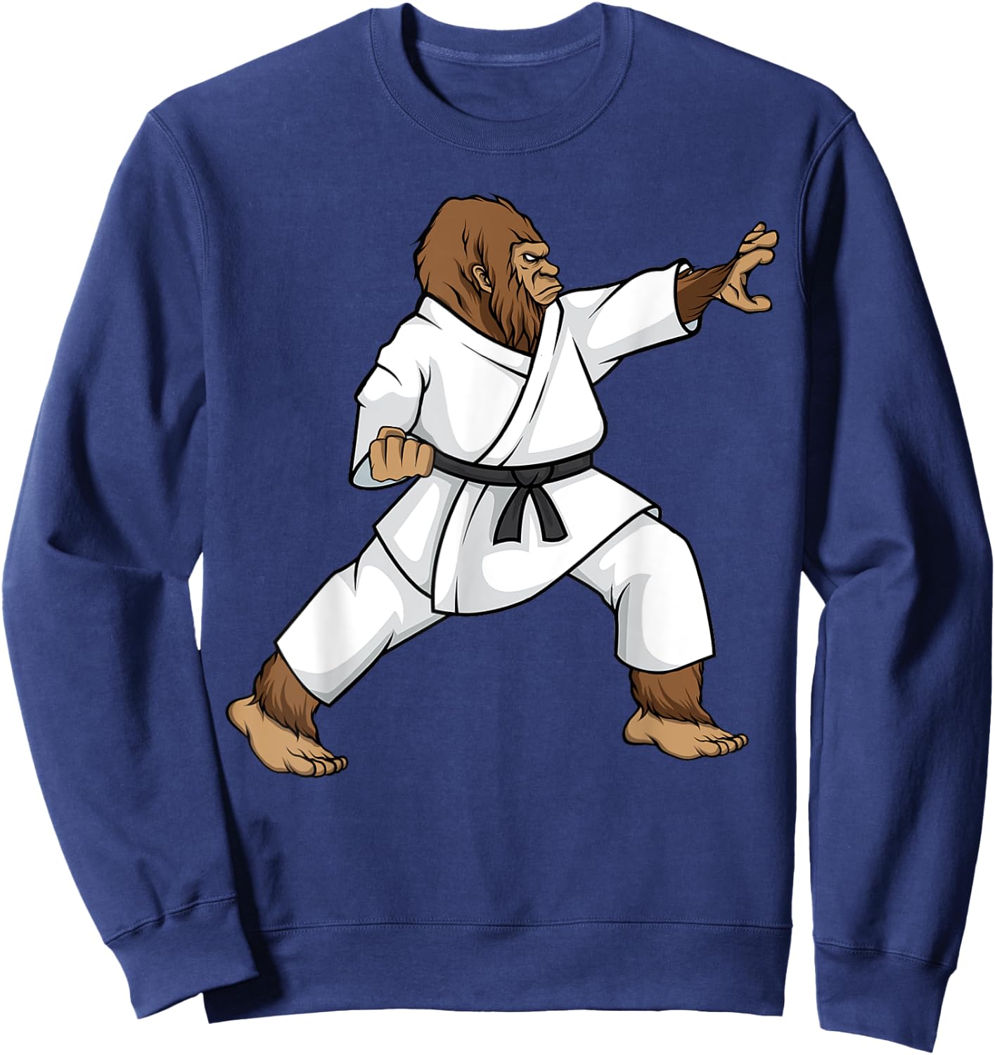 Funny Ninja Bigfoot doing Karate With Samurai Design Bigfoot Sweatshirt - Sweatshirt | Navy