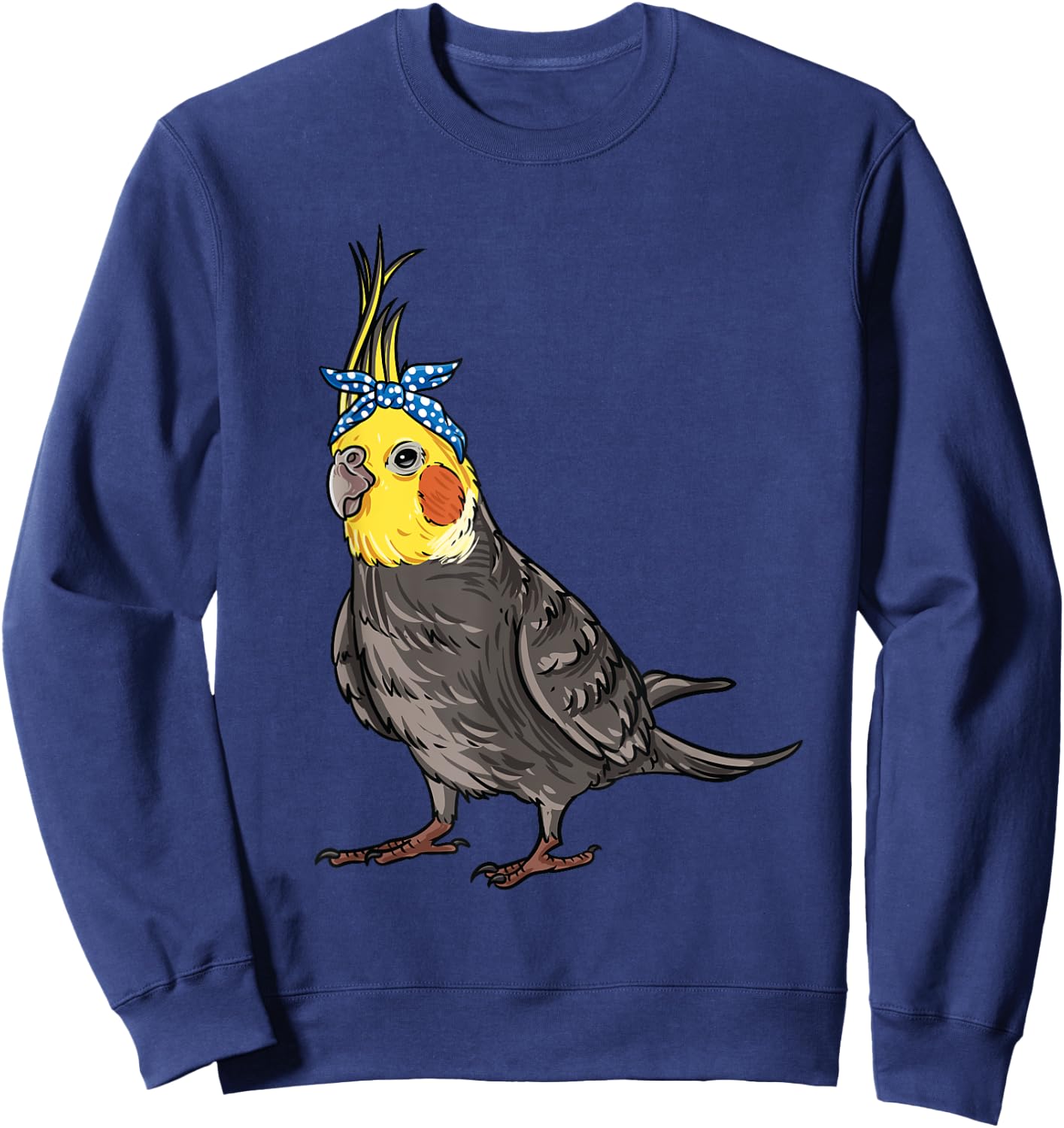 Cockatiel Gift Bird Lovers- Adorable Headband Cockatiel Sweatshirt - Sweatshirt | Navy