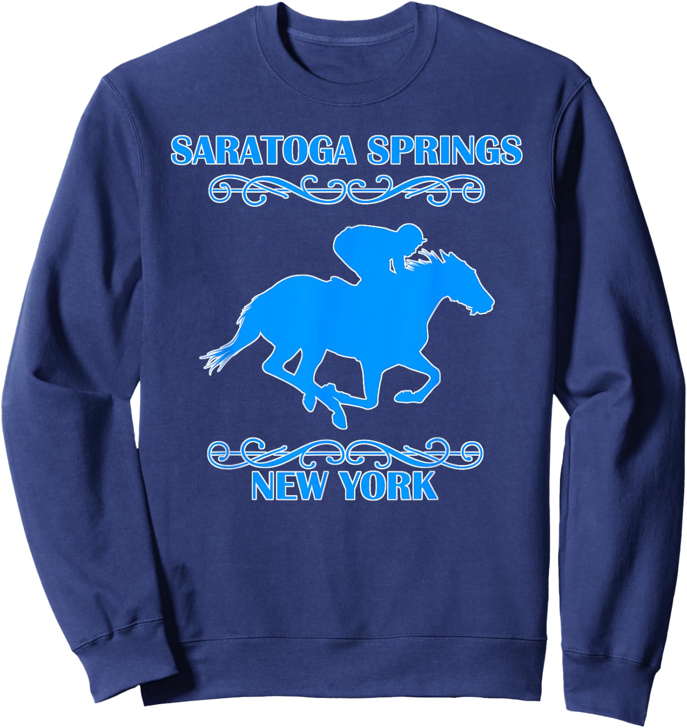 Saratoga Springs Upstate New York Horse Racing Jockey Sweatshirt - Sweatshirt | Navy