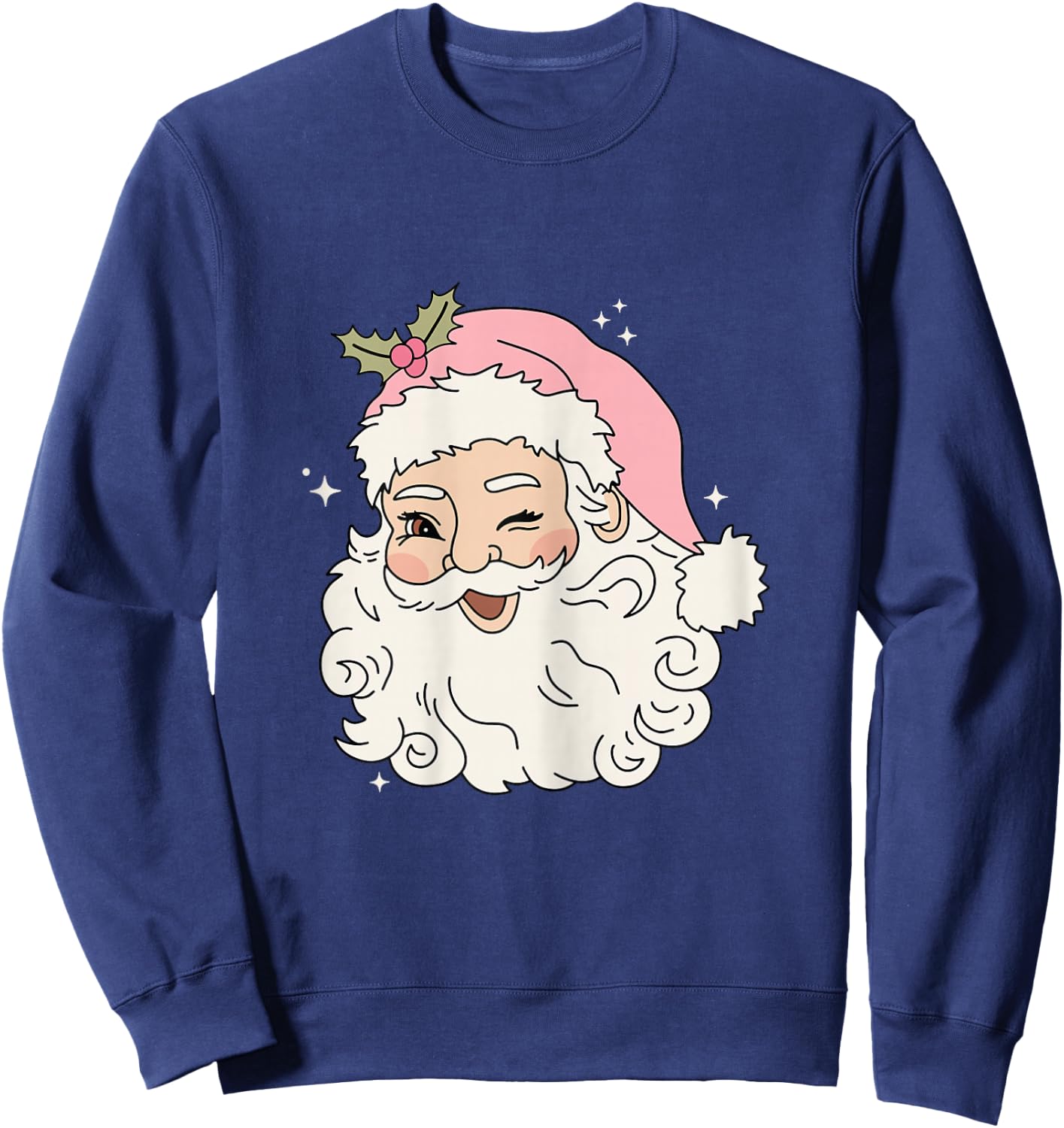 Pink Retro Vintage Santa Christmas Women, Girls Sweatshirt - Sweatshirt | Navy