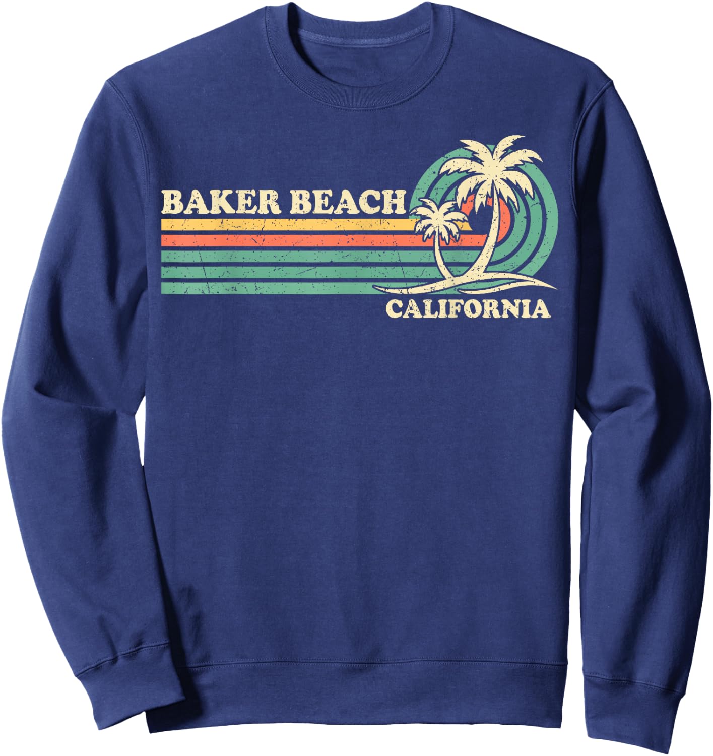 Vintage Retro Summer Vacation California Baker Beach Sweatshirt - Sweatshirt | Navy