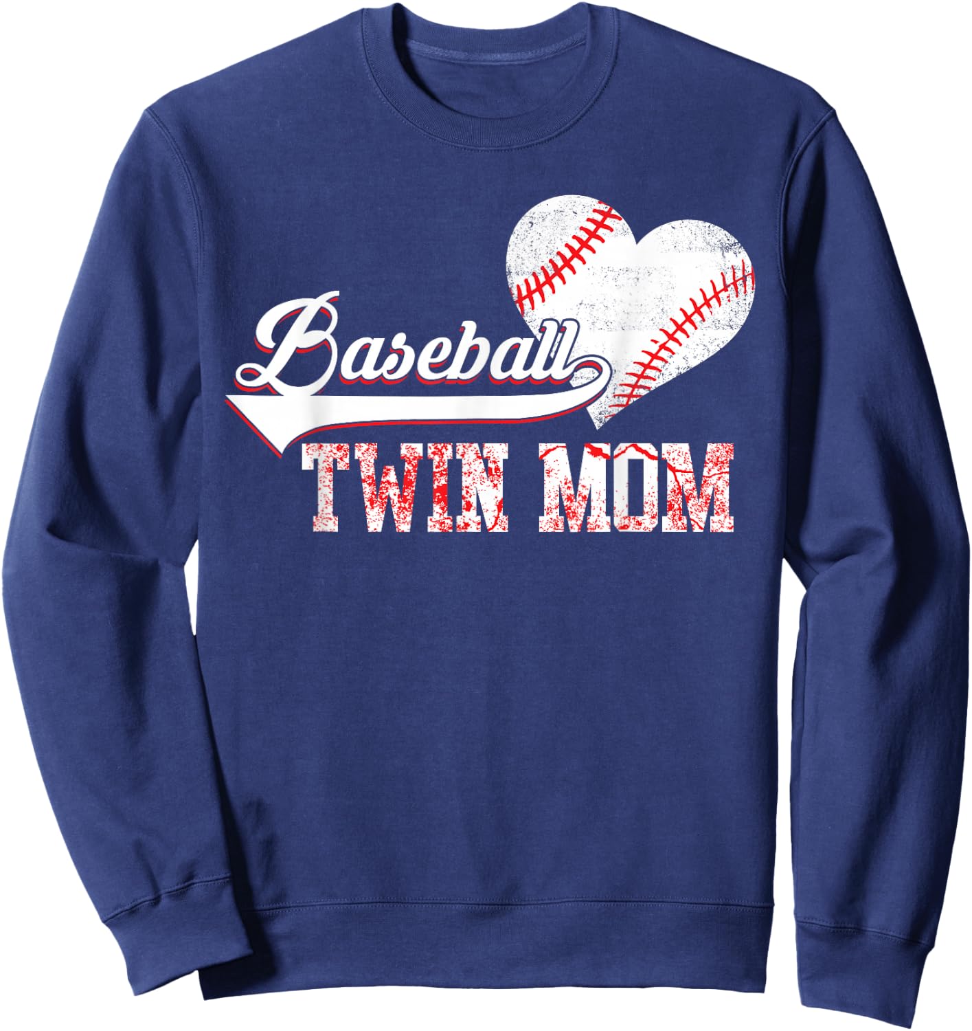 Family Baseball Player Baseball Twin Mom Vintage Christmas Sweatshirt - Sweatshirt | Navy