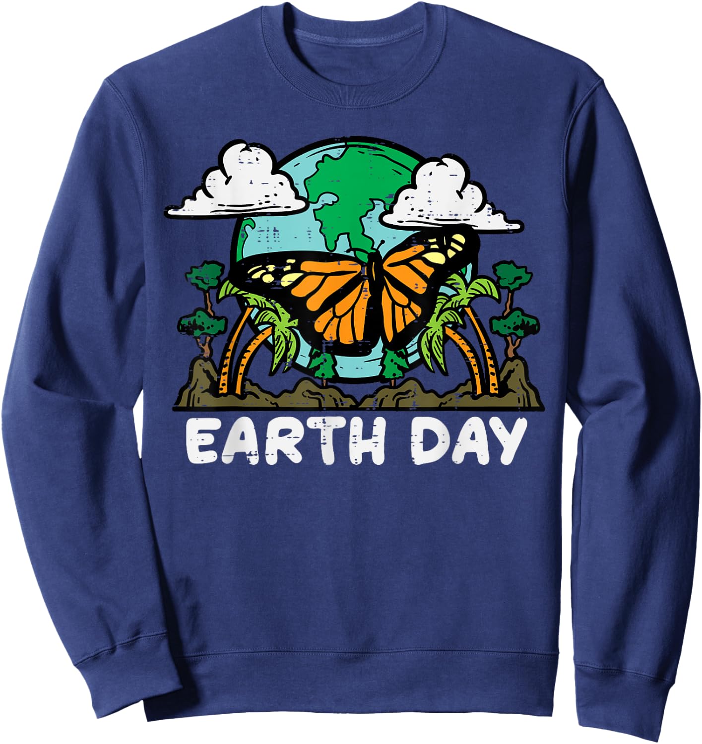 Earth Day Monarch Butterfly Cute Environment Men Women Kids Sweatshirt - Sweatshirt | Navy