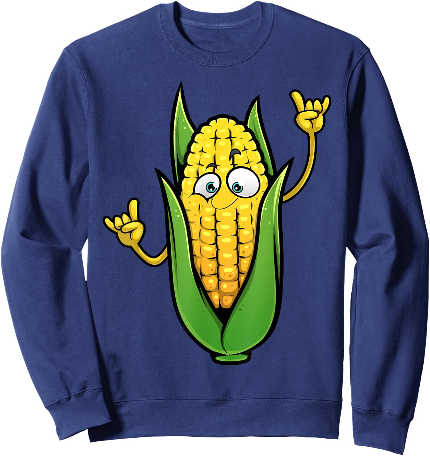 Funny Corn On The Cob Designs Women Farmers Food Sweatshirt - Sweatshirt | Navy