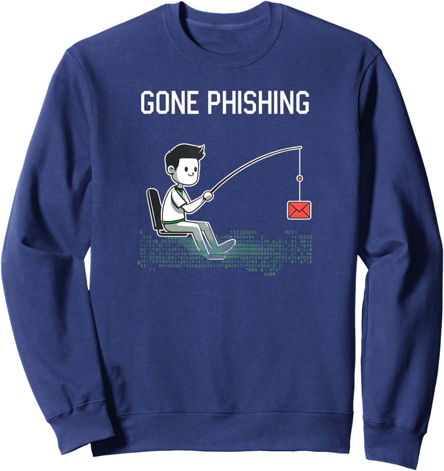 Programmer Gone Phishing Funny IT Fishing Sweatshirt - Sweatshirt | Navy