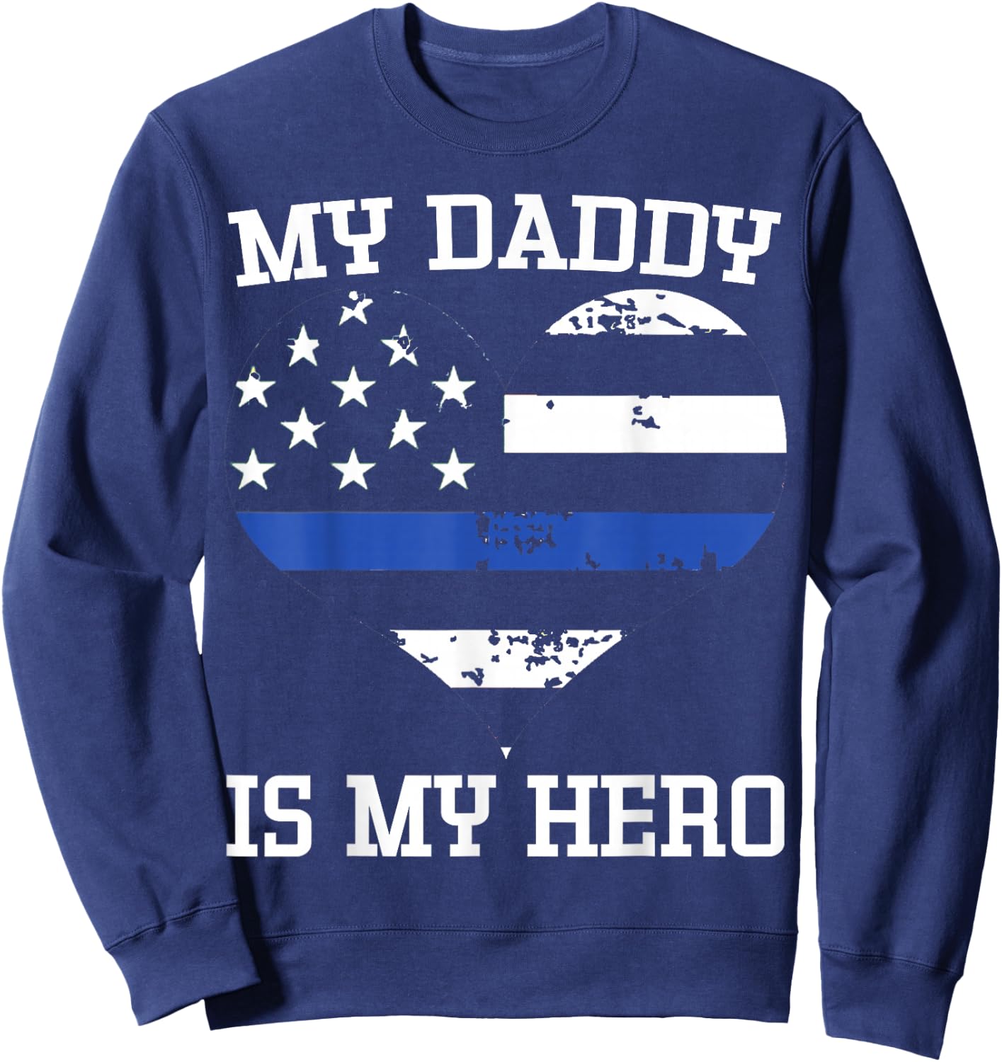 Thin Blue Line Heart Flag Police Officer Support Shirt Sweatshirt - Sweatshirt | Navy