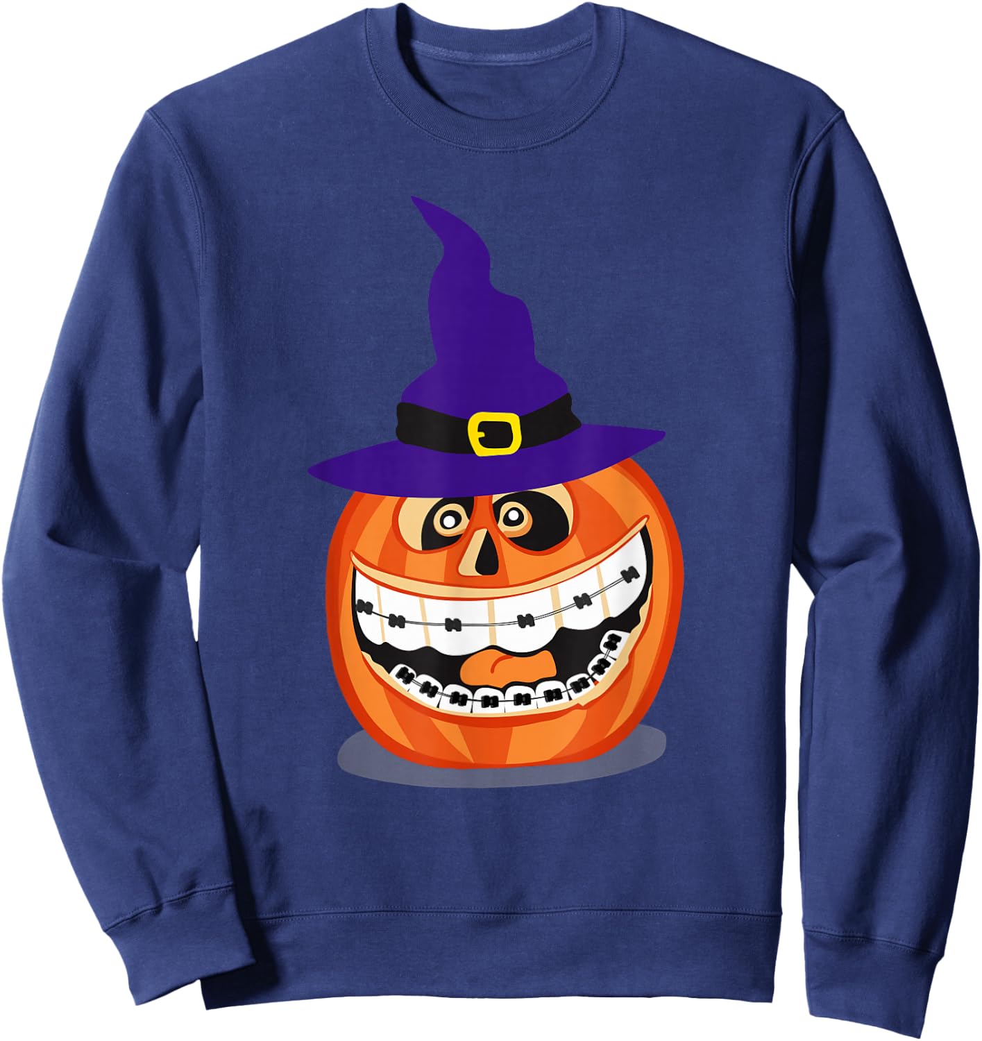 Funny Halloween Dentist Costume Teeth Pumpkin Dental Sweatshirt - Sweatshirt | Navy