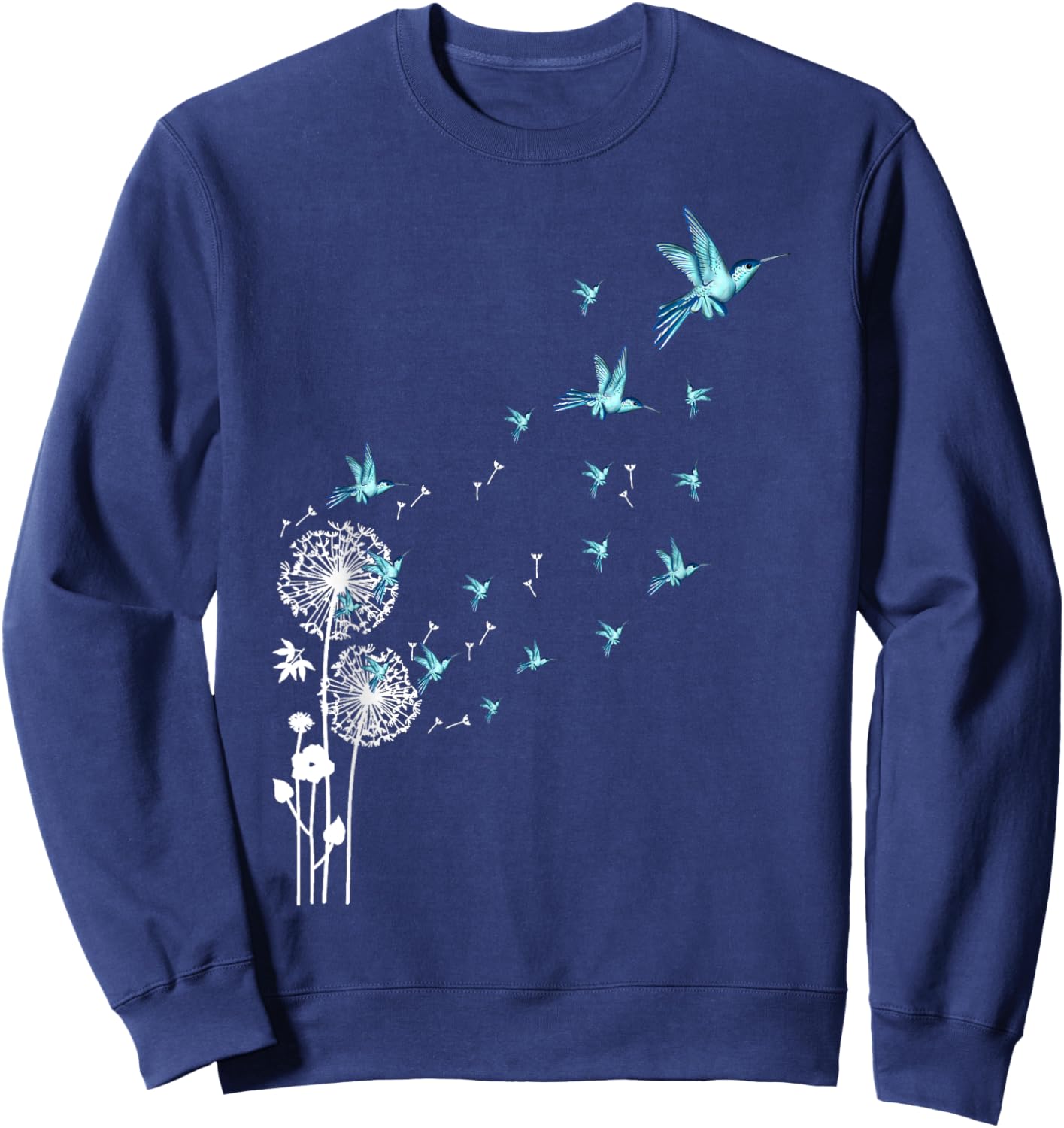 Cute Dandelion hummingbird bird motif bird of paradise Sweatshirt - Sweatshirt | Navy