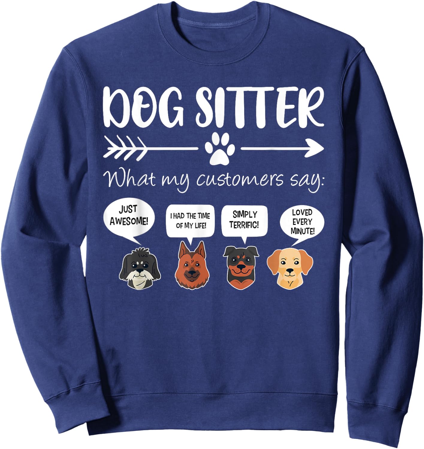 Dog Sitter Dog Sitter Gift Funny Dog Faces Dog-Sitter Sweatshirt - Sweatshirt | Navy