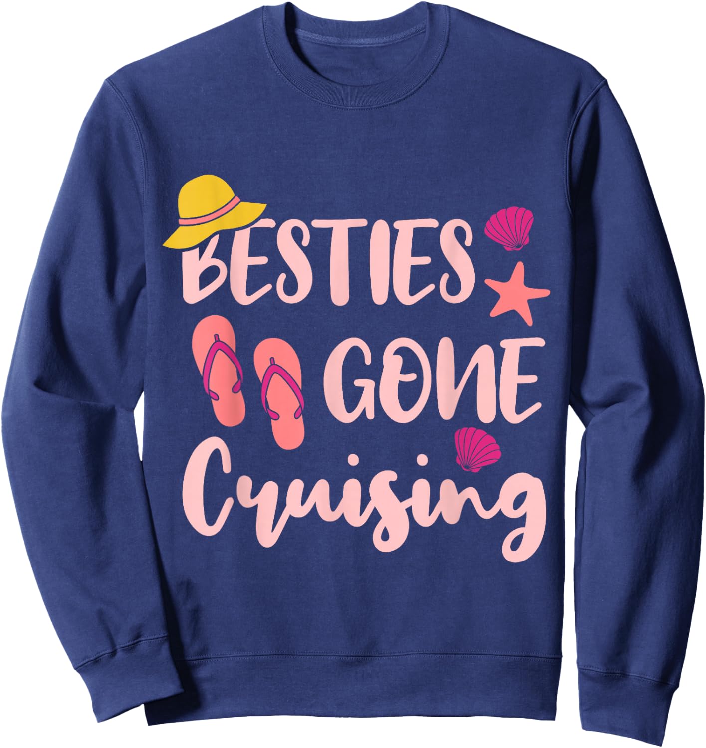 Besties Gone Cruising Ladies Girls Girlfriends Cruise Vacay Sweatshirt - Sweatshirt | Navy
