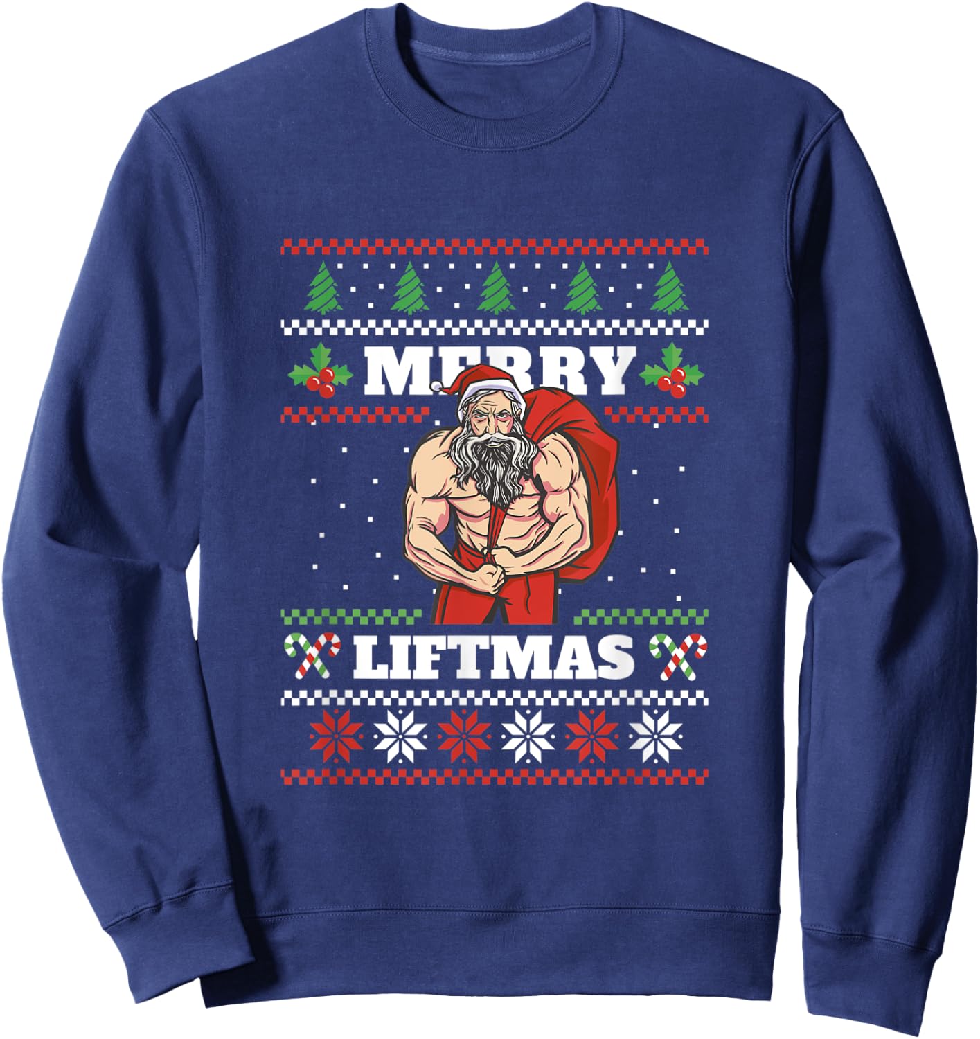Merry Liftmas Ugly Sweater Christmas Fitness Shirt Sweatshirt - Sweatshirt | Navy
