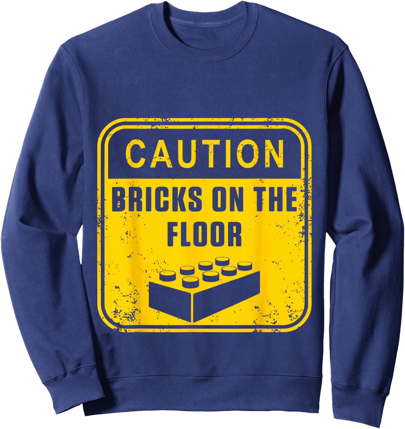 Caution Bricks On Floor Master Building Blocks Sweatshirt - Sweatshirt | Navy