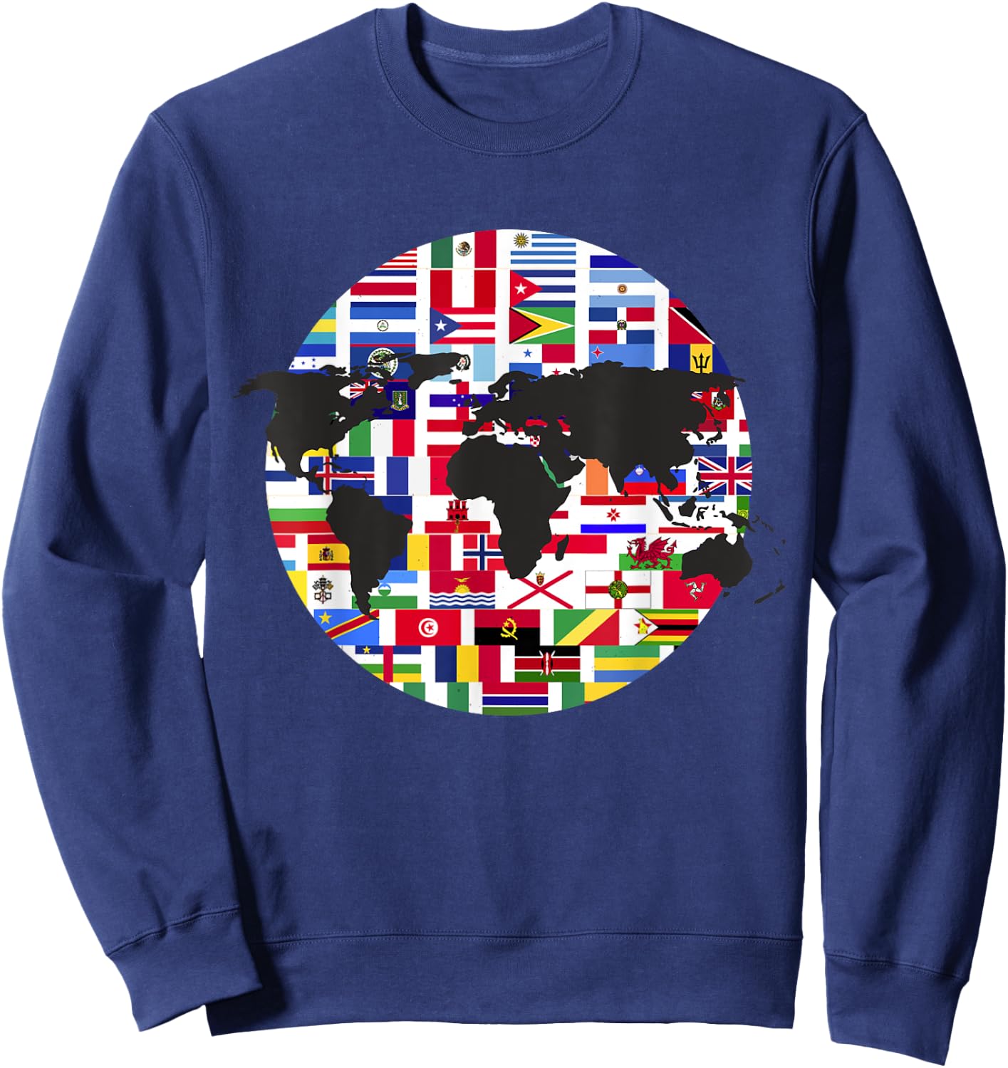 World Map International Country Flags Traveling World Flags Sweatshirt - Sweatshirt | Navy