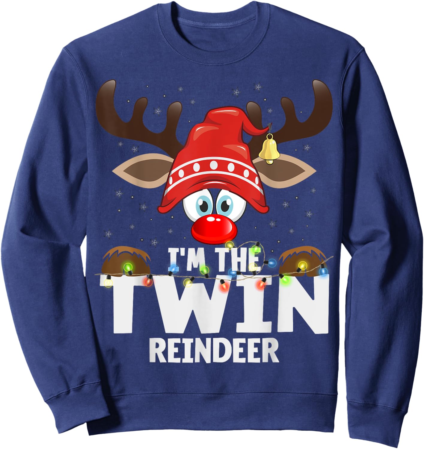 Christmas Matching I'm The Twin Reindeer Sweatshirt - Sweatshirt | Navy