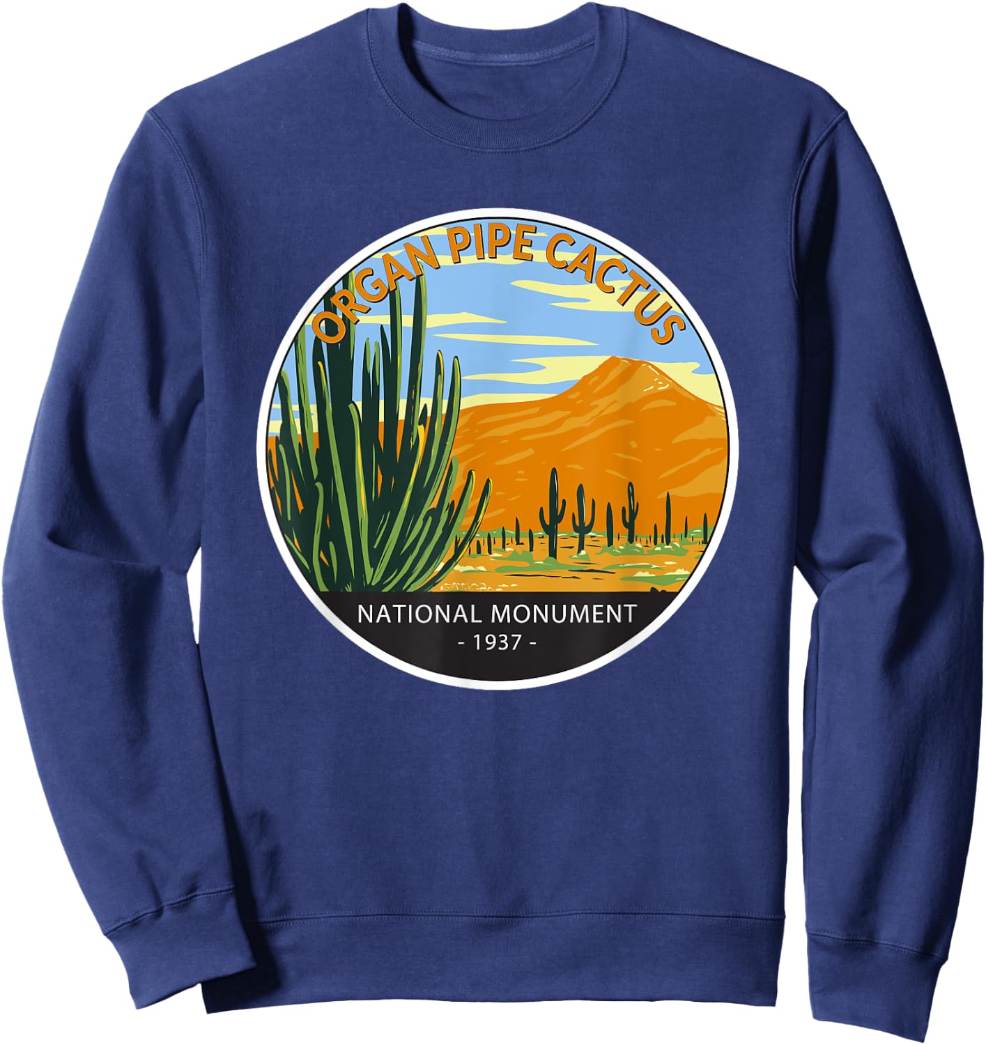 Organ Pipe Cactus National Monument Arizona Vintage Circle Sweatshirt - Sweatshirt | Navy