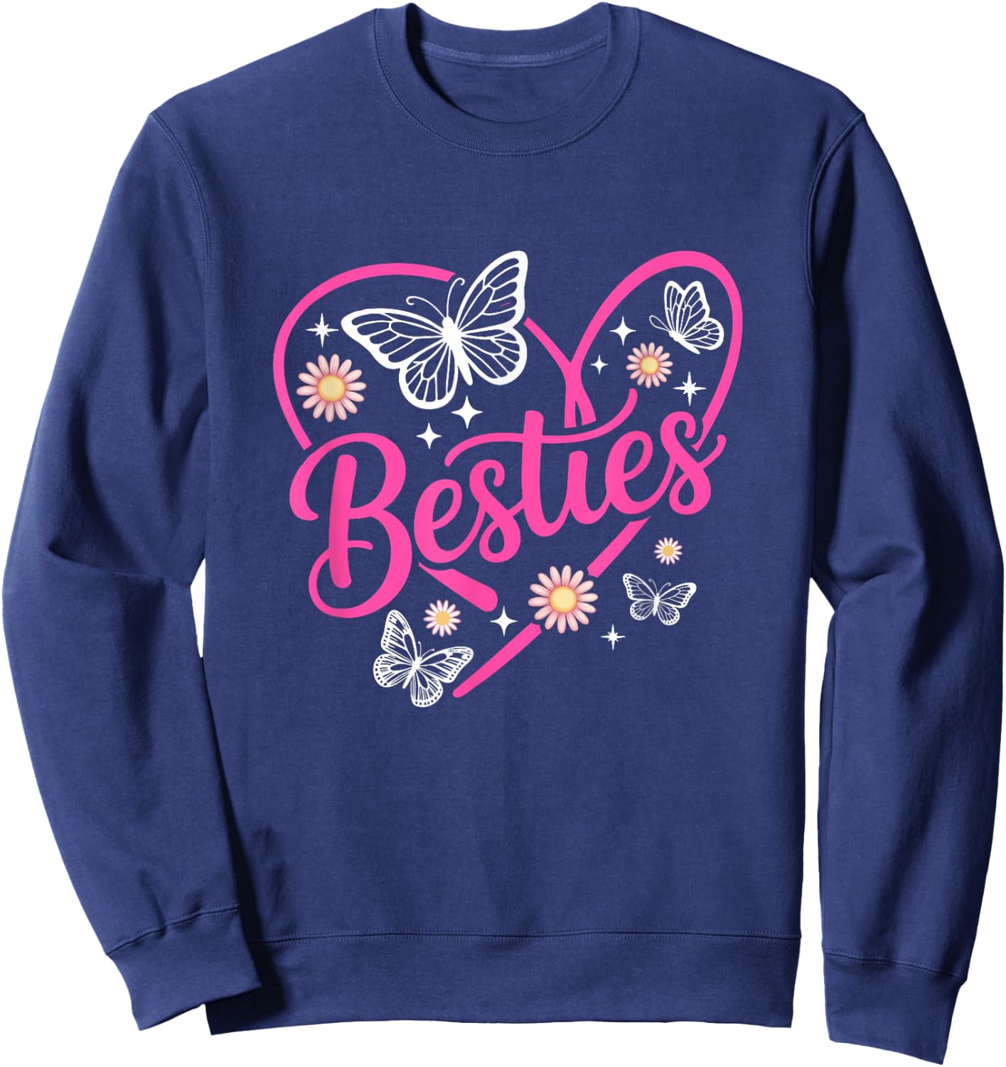 Besties Bff Bestfriends Heart Matching Girls Friends Bestie Sweatshirt - Sweatshirt | Navy