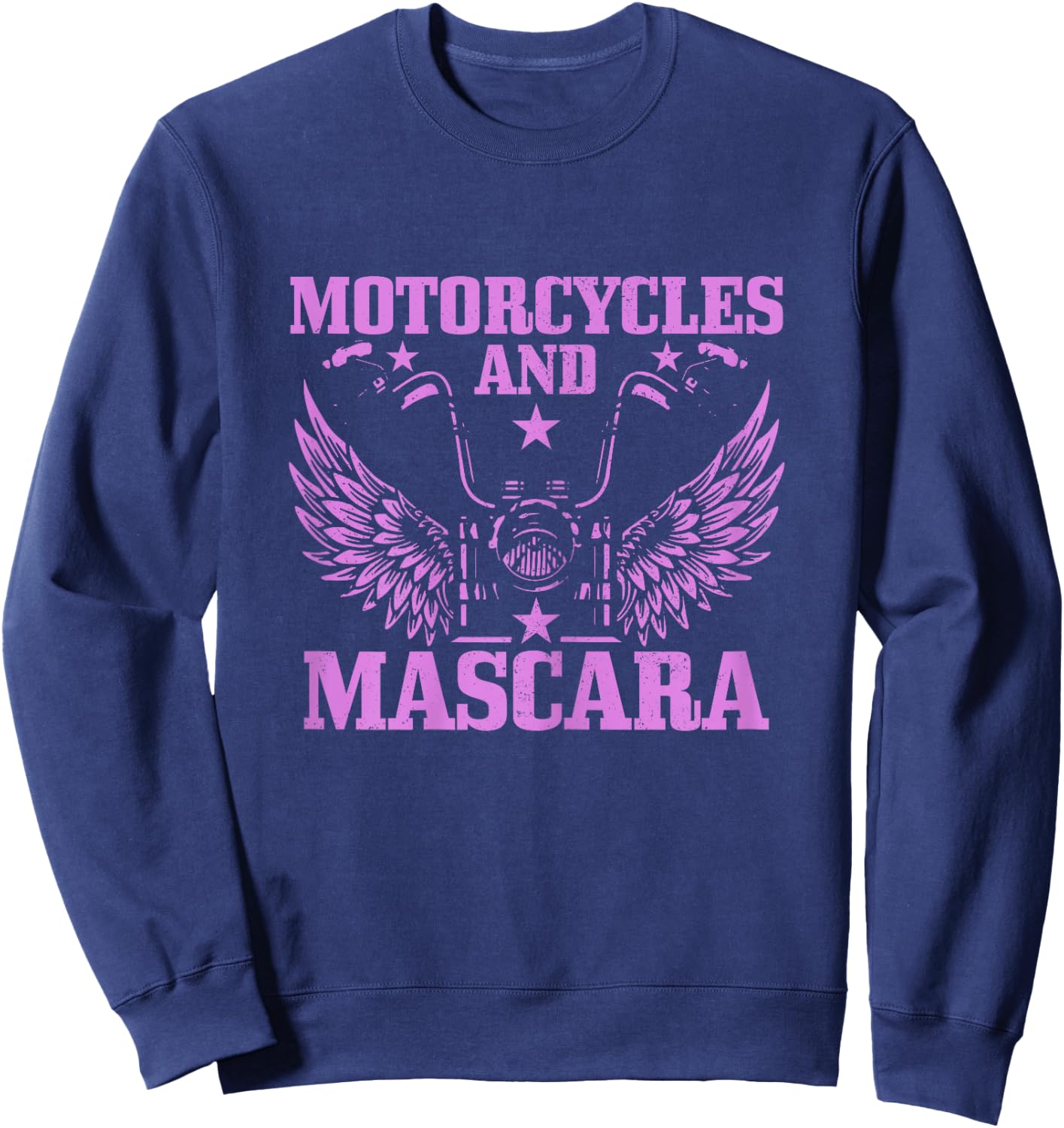 Motorcycles And Mascara Biker Girl Funny Vintage Biker Sweatshirt - Sweatshirt | Navy