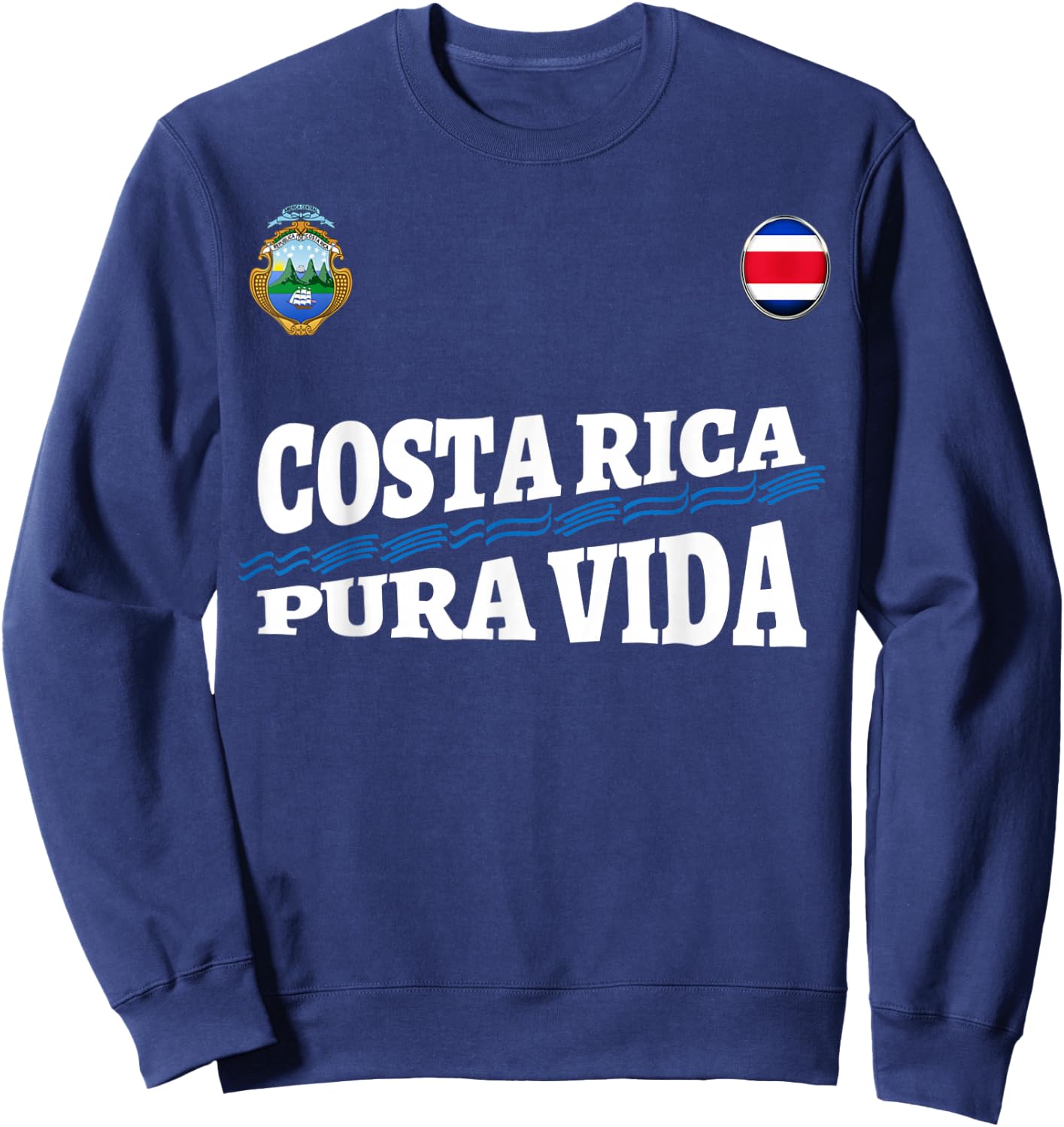 Costa Rica Pura Vida Shirt-Travel-Jersey Flag T Shirt Sweatshirt - Sweatshirt | Navy