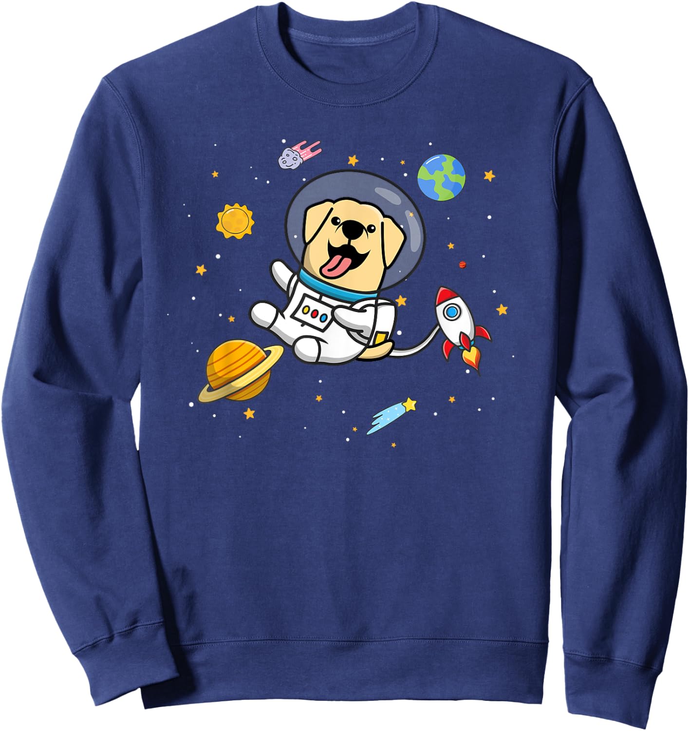 Cute Funny Kawaii Kids Boys Space Yellow Lab Lover Sweatshirt - Sweatshirt | Navy