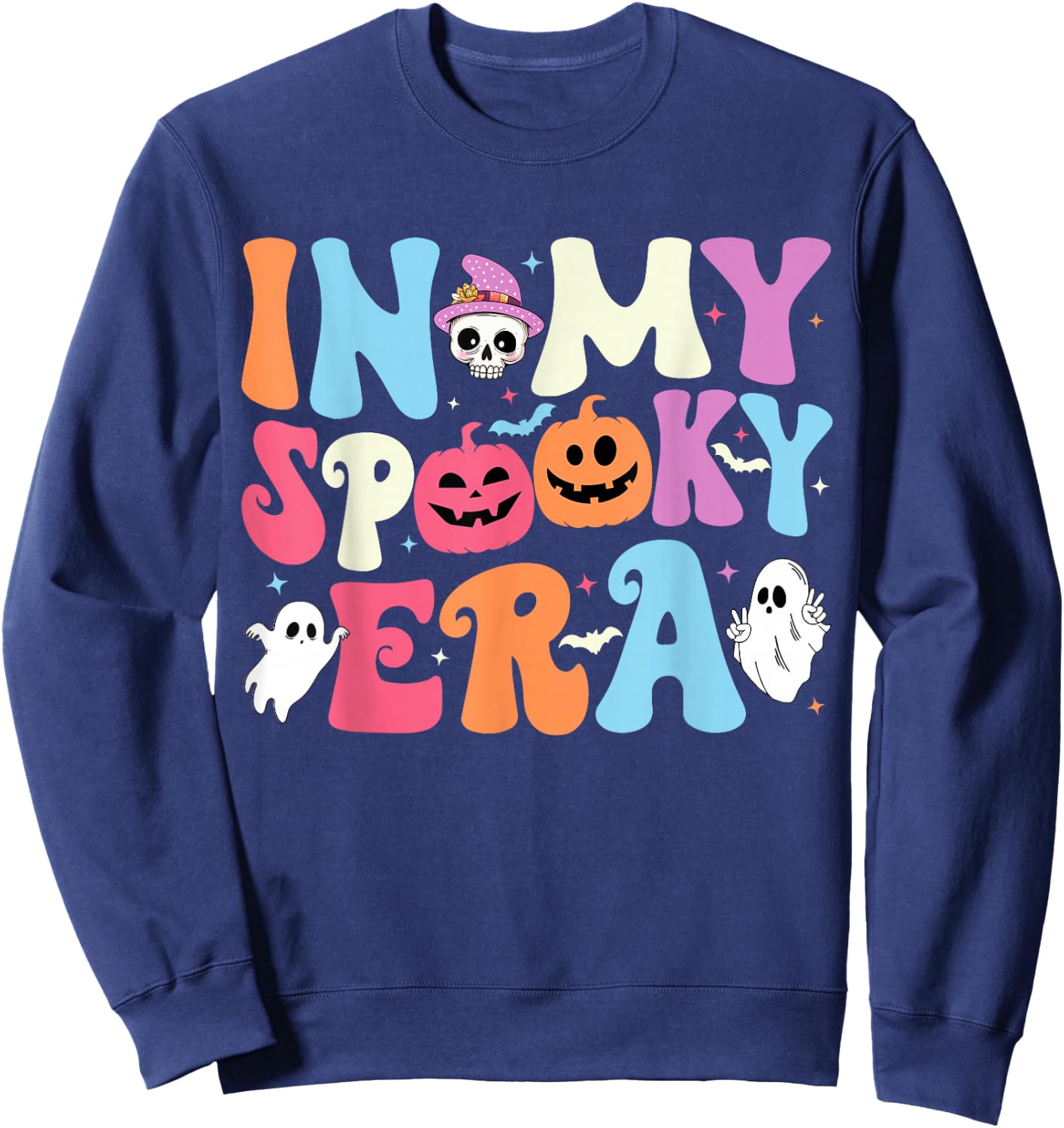 Halloween In My Spooky Era Halloween Ghost Groovy Halloween Sweatshirt - Sweatshirt | Navy