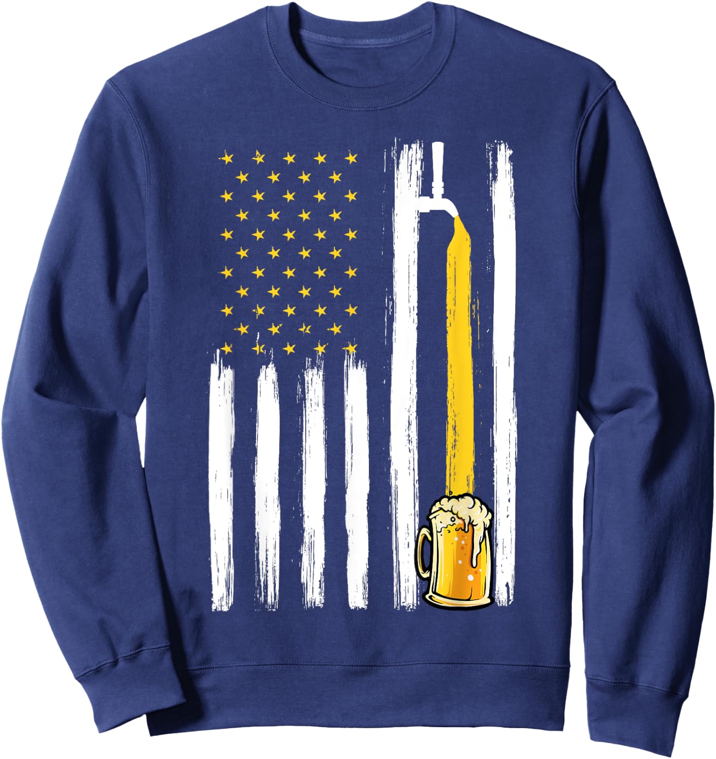 Craft Beer American Flag USA 4th Of July Brewery America Women Men Sweatshirt - Sweatshirt | Navy
